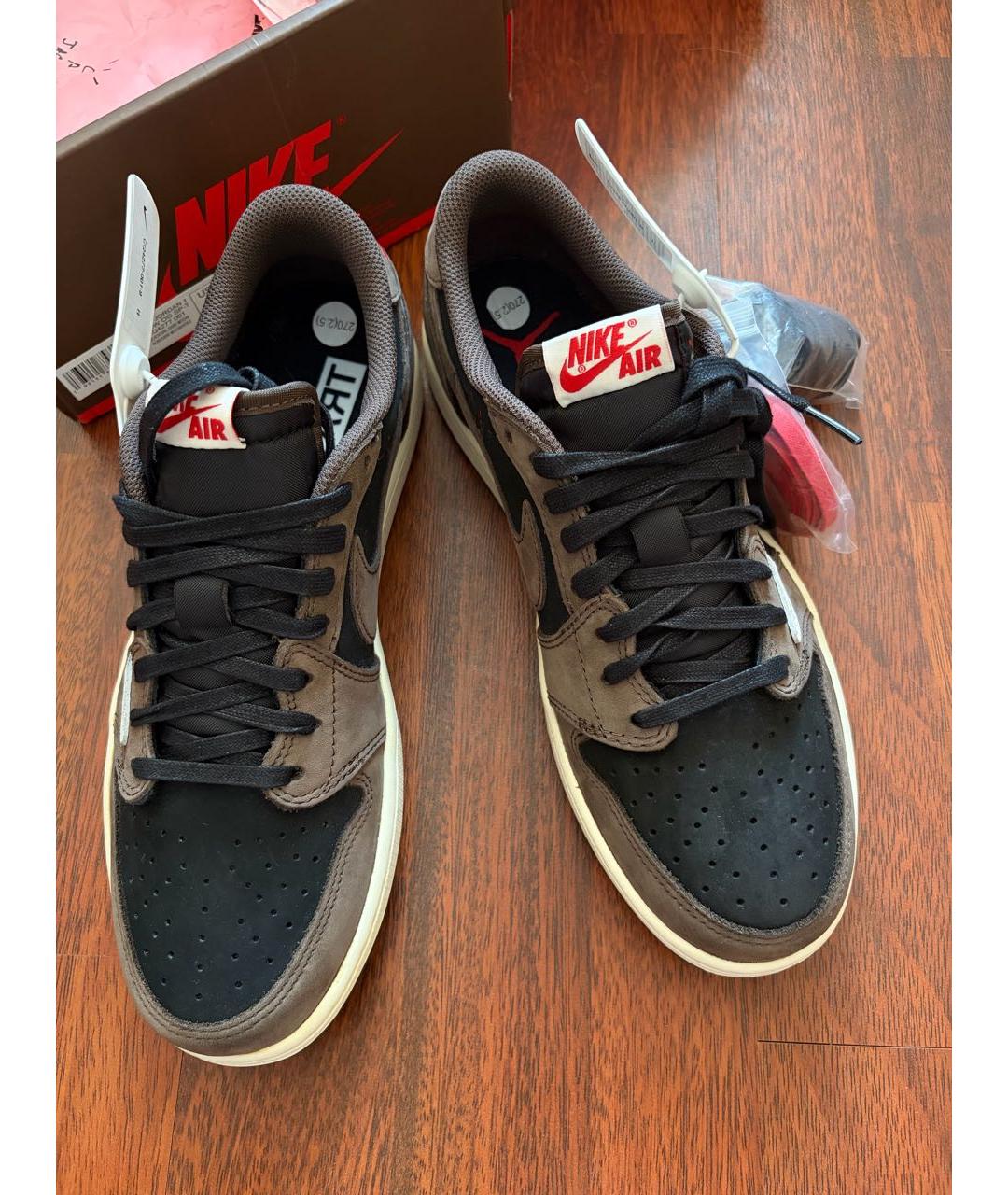 JORDAN Коричневые замшевые низкие кроссовки / кеды, фото 2