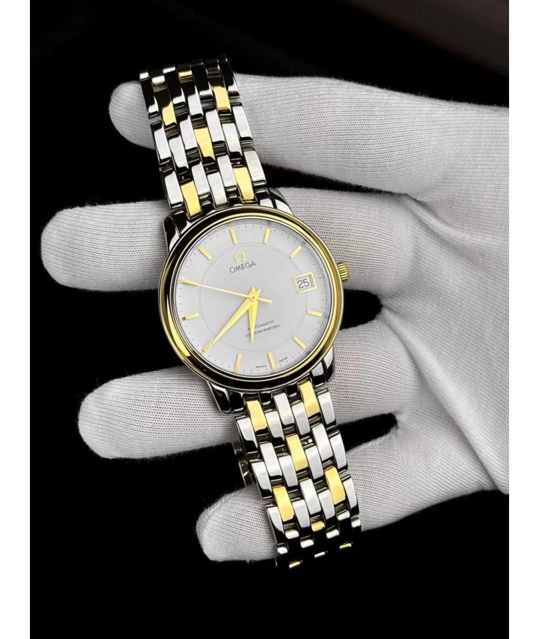 OMEGA Белые часы из желтого золота, фото 2