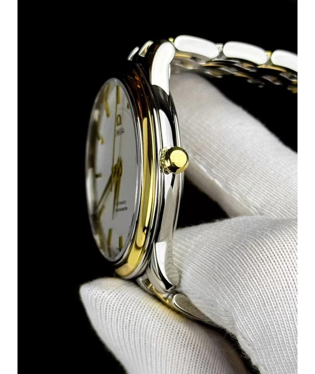 OMEGA Белые часы из желтого золота, фото 4