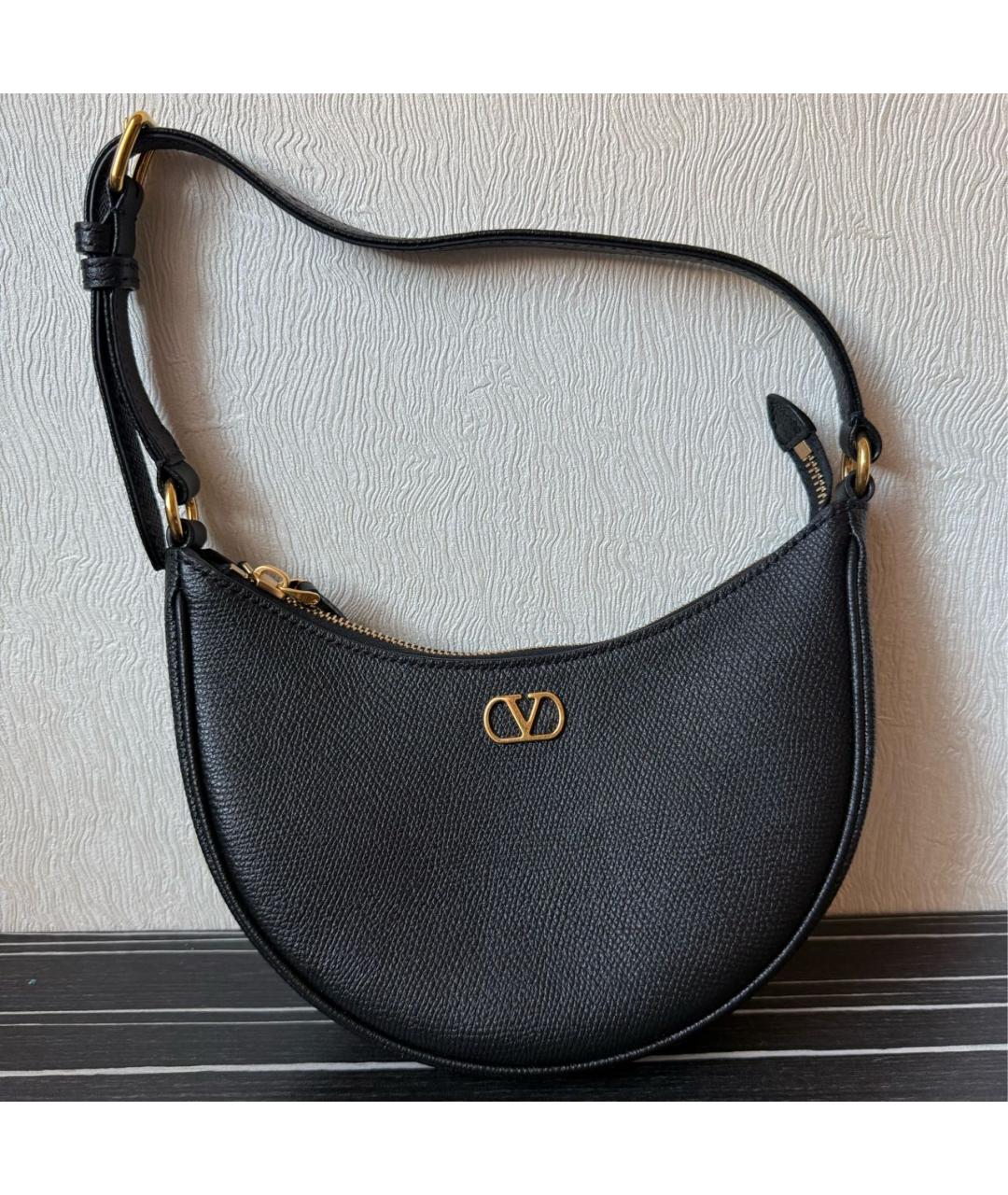 VALENTINO Черная кожаная сумка через плечо, фото 8