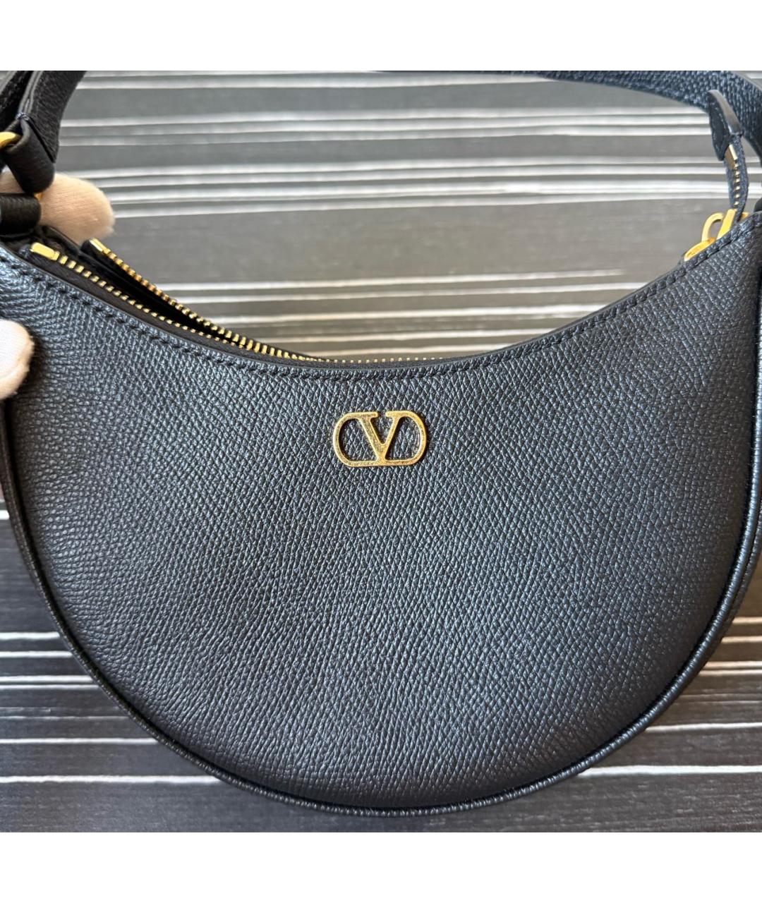 VALENTINO Черная кожаная сумка через плечо, фото 5