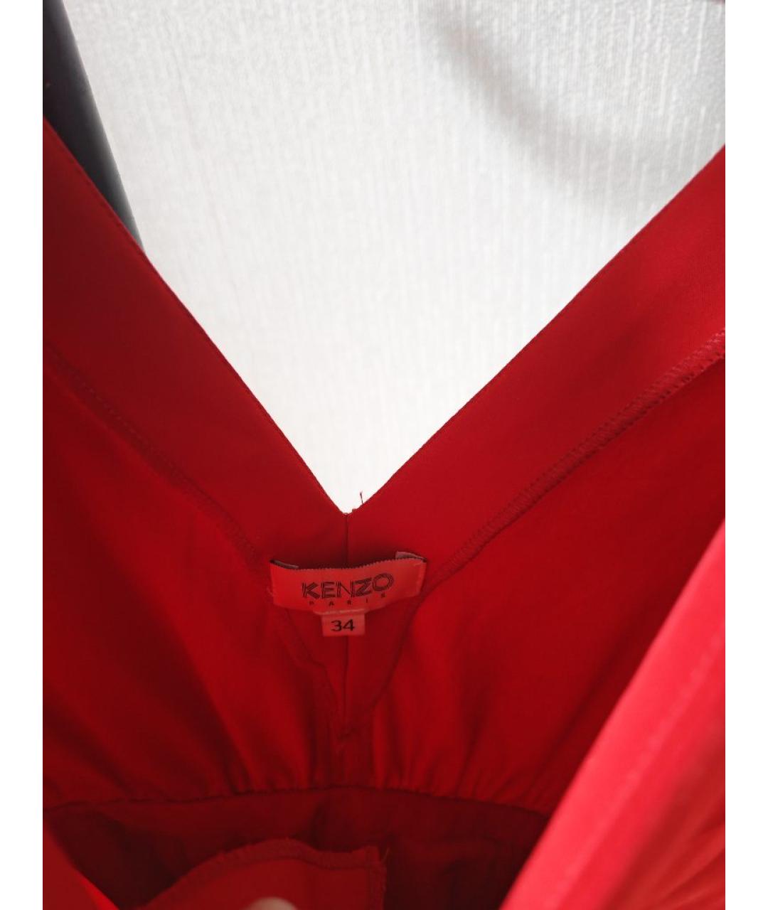 KENZO Красное полиэстеровое коктейльное платье, фото 3