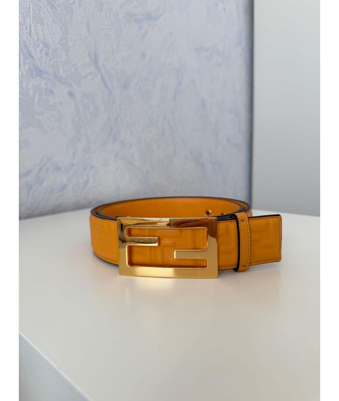 FENDI Оранжевый кожаный ремень, фото 5