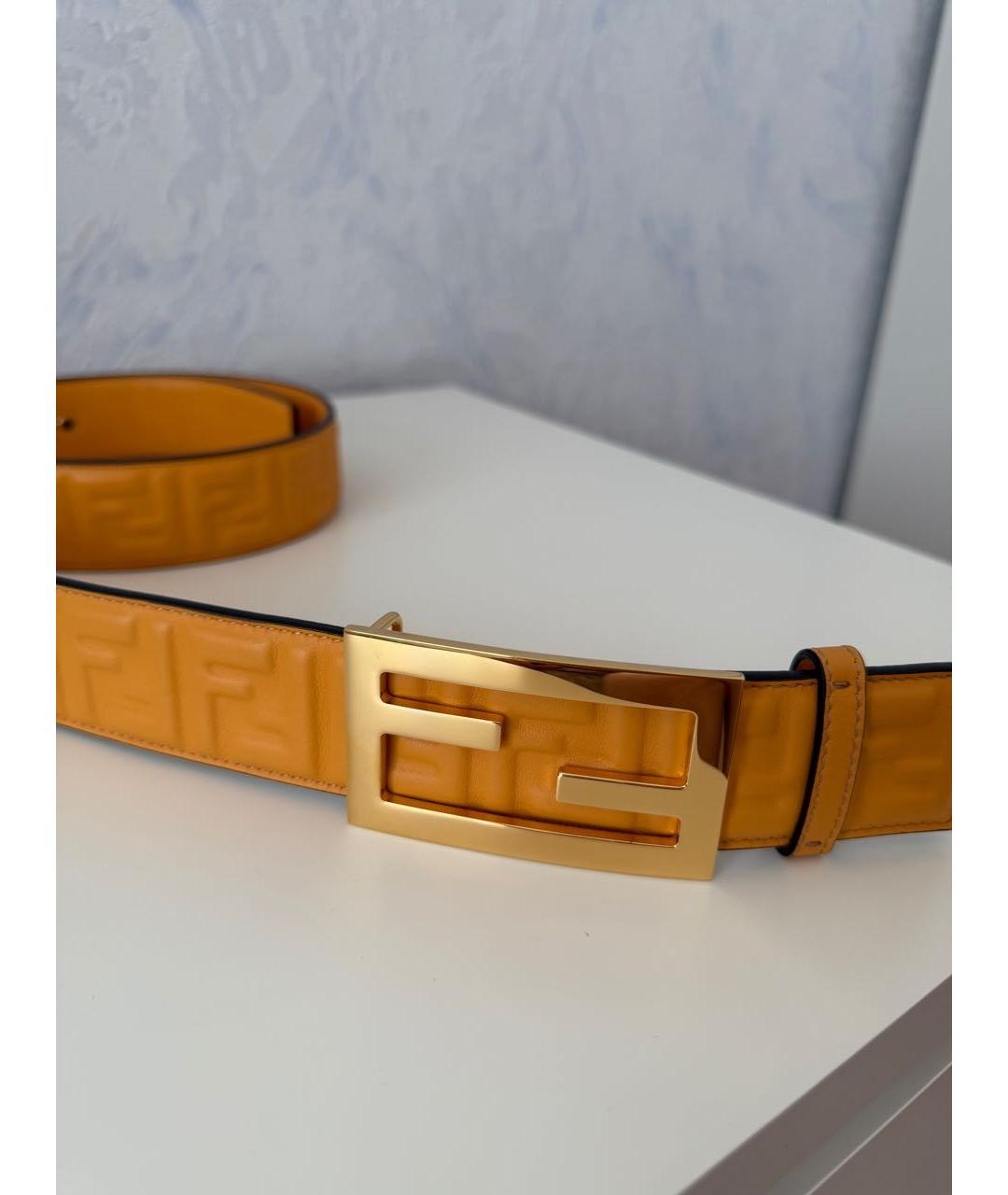 FENDI Оранжевый кожаный ремень, фото 2