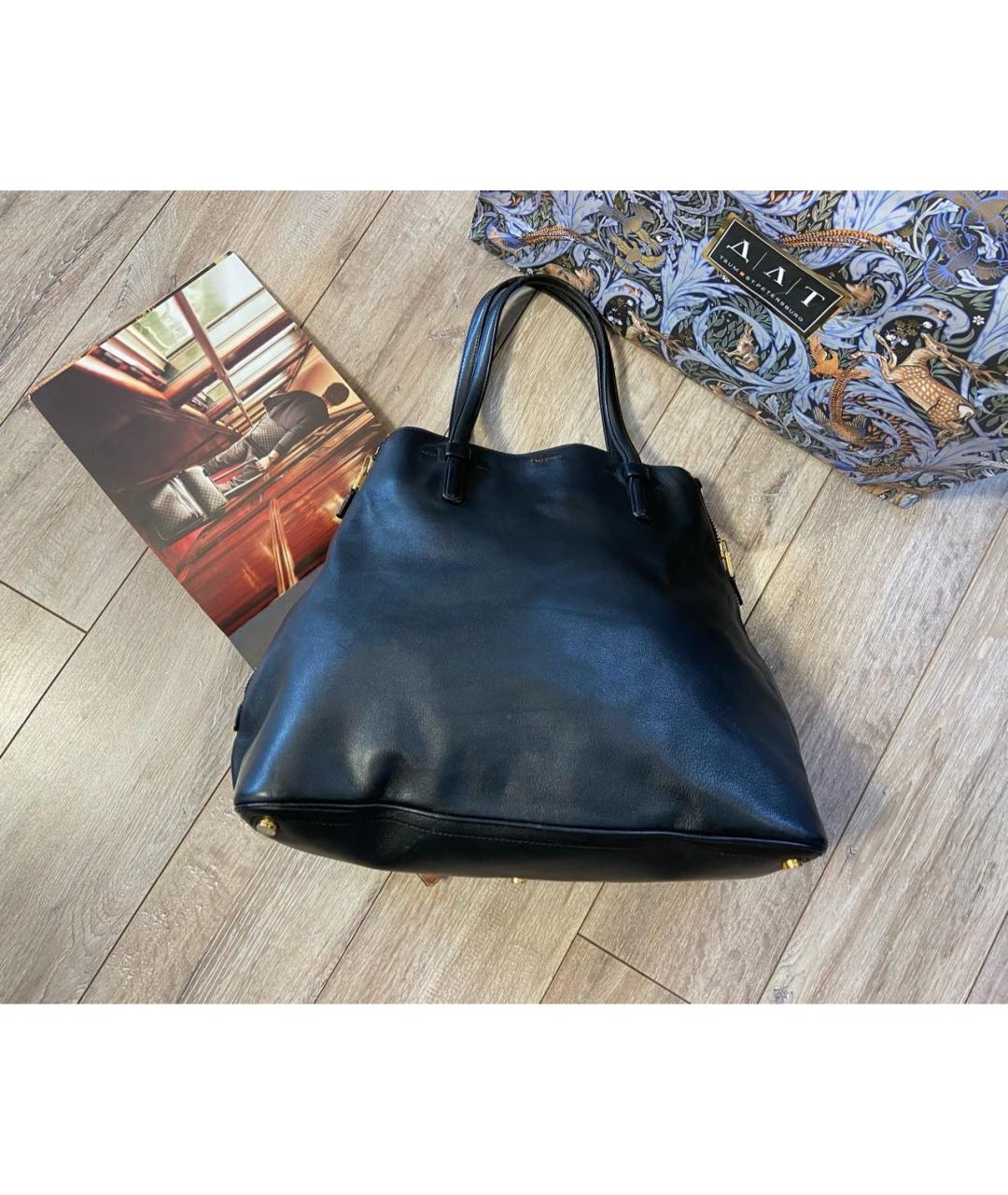 TOM FORD Черная кожаная сумка тоут, фото 2