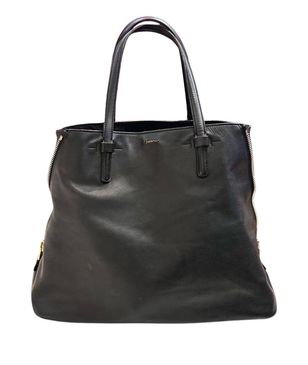 TOM FORD Черная кожаная сумка тоут, фото 1