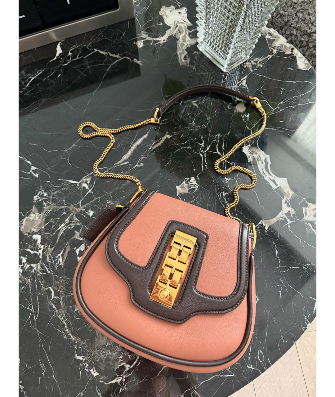 LOUIS VUITTON Коралловая кожаная сумка через плечо, фото 9