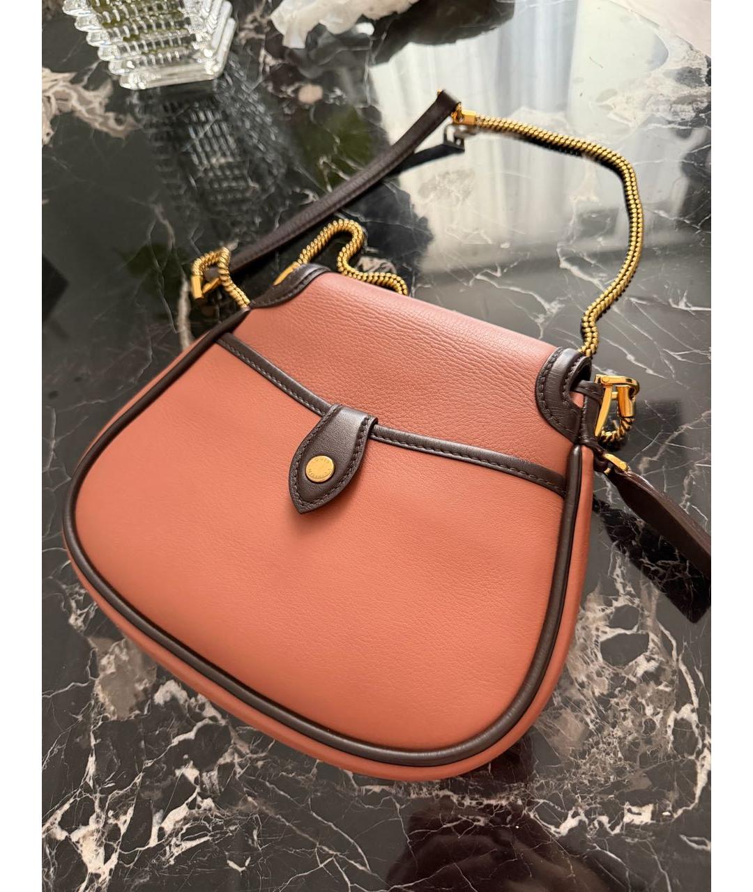 LOUIS VUITTON Коралловая кожаная сумка через плечо, фото 4