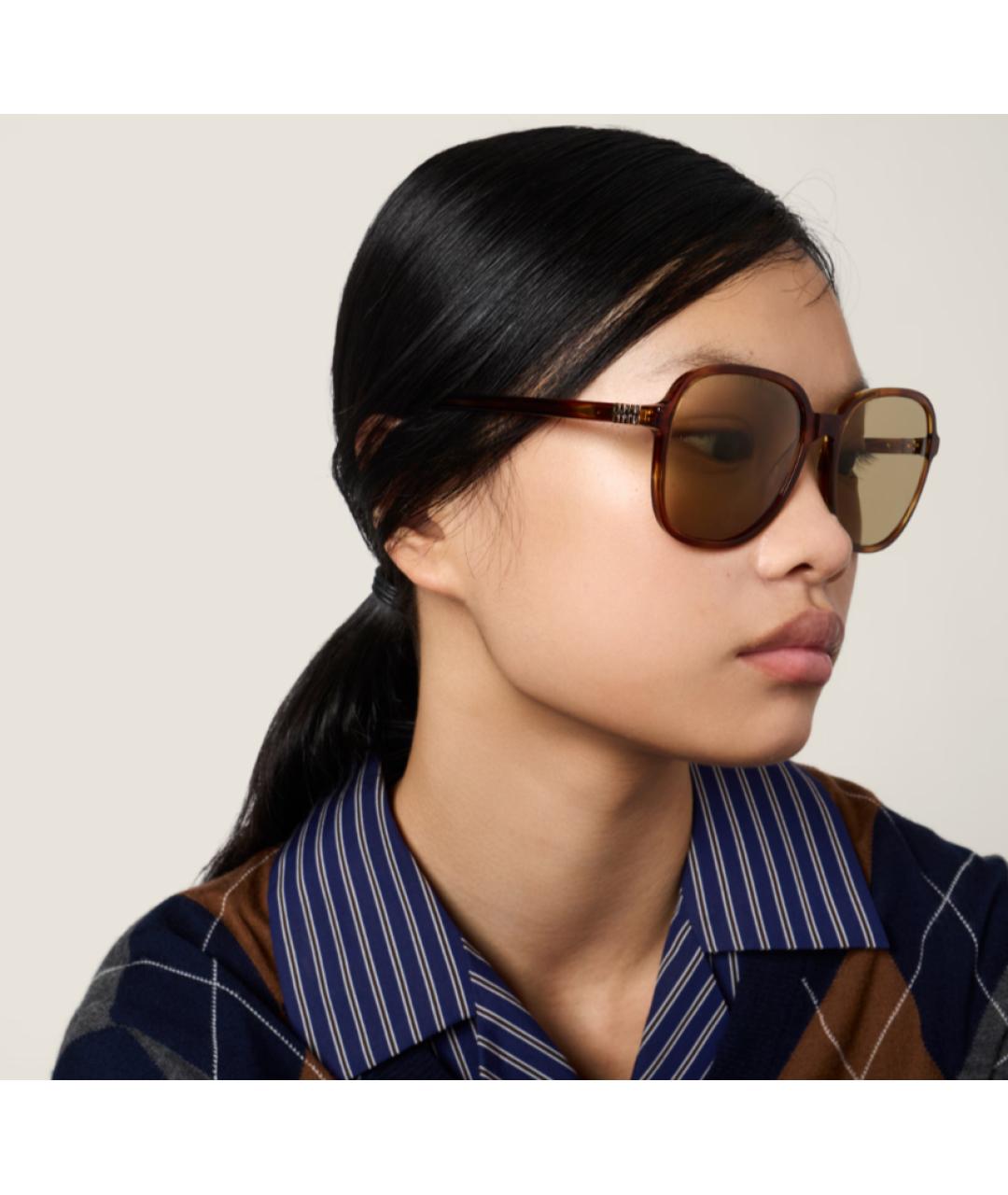 MIU MIU Коричневые пластиковые солнцезащитные очки, фото 5