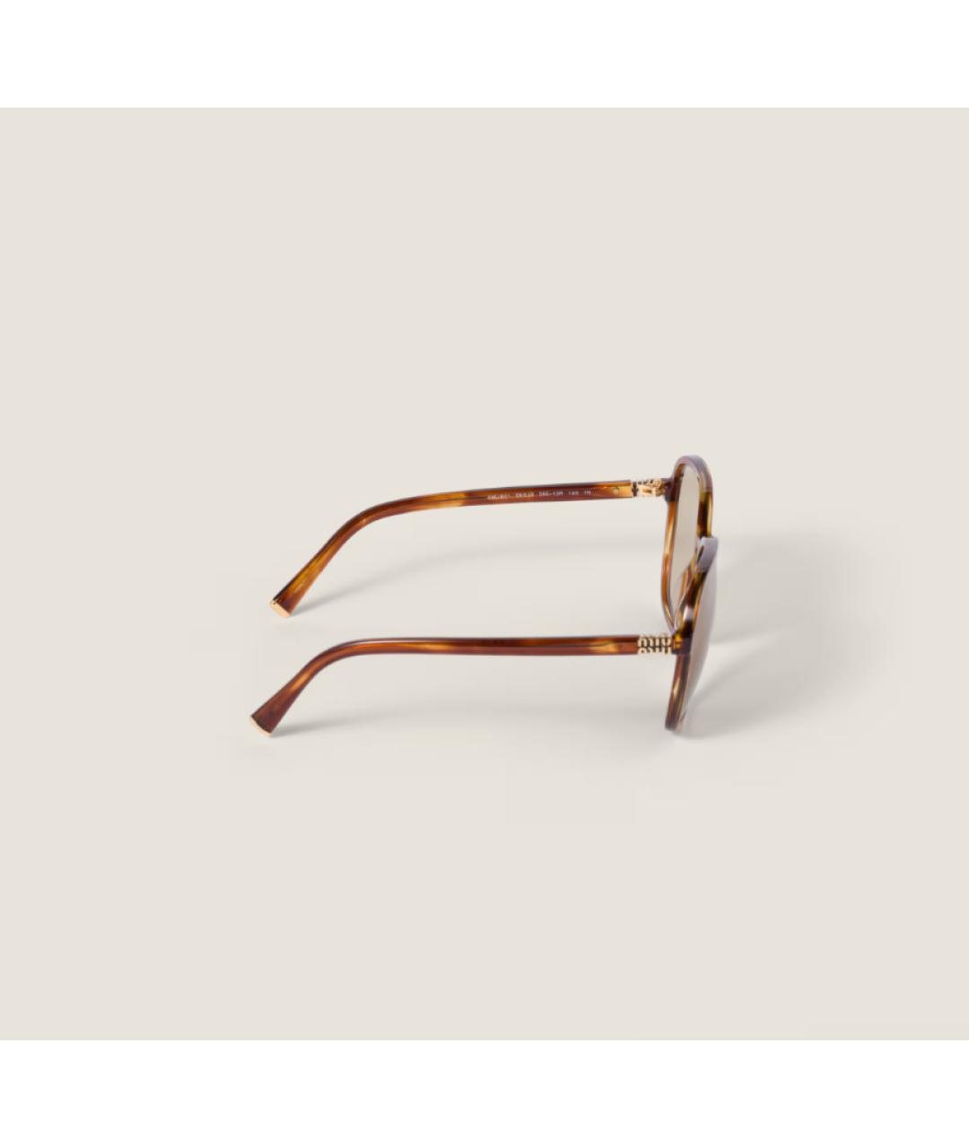 MIU MIU Коричневые пластиковые солнцезащитные очки, фото 3