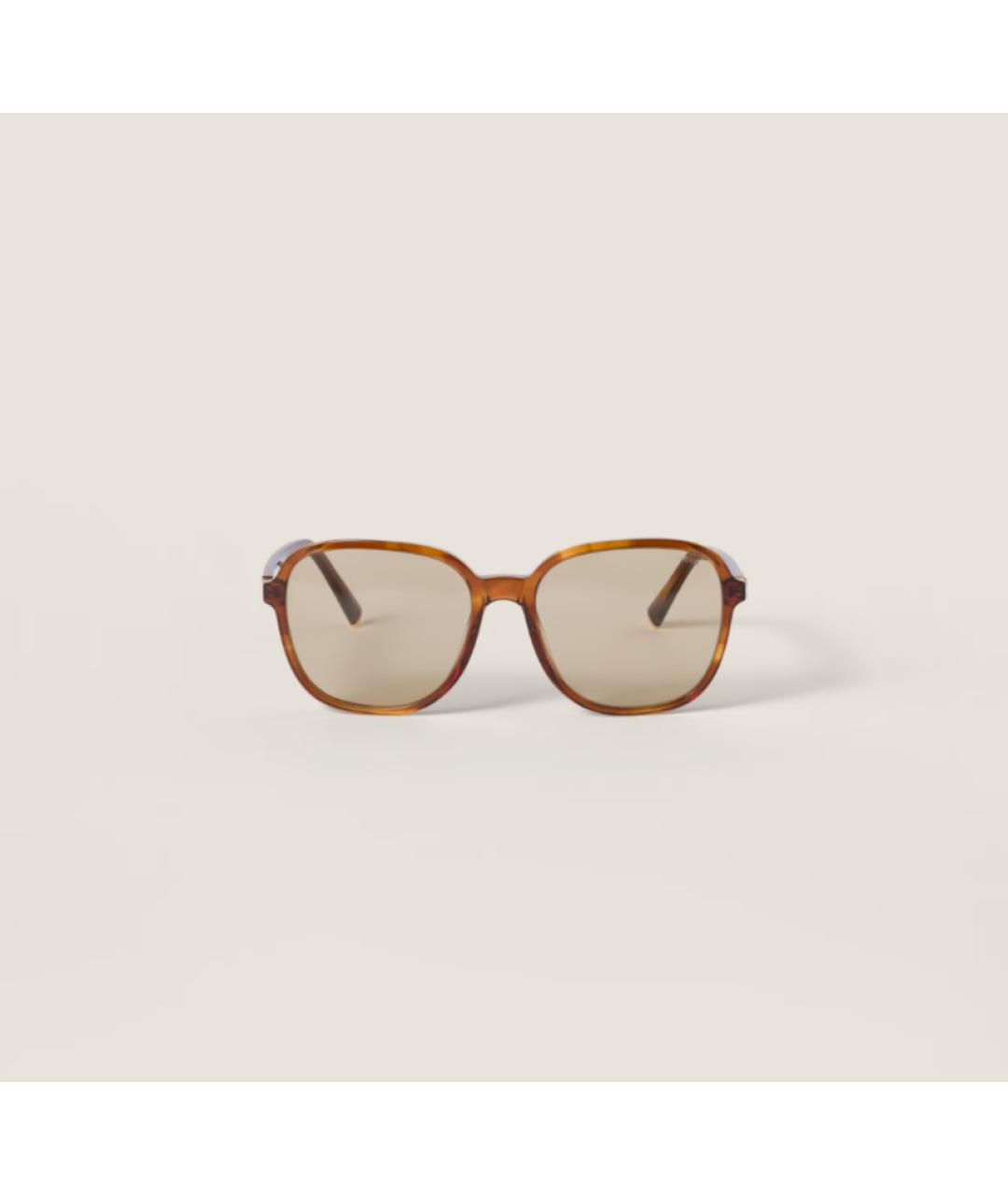 MIU MIU Коричневые пластиковые солнцезащитные очки, фото 7