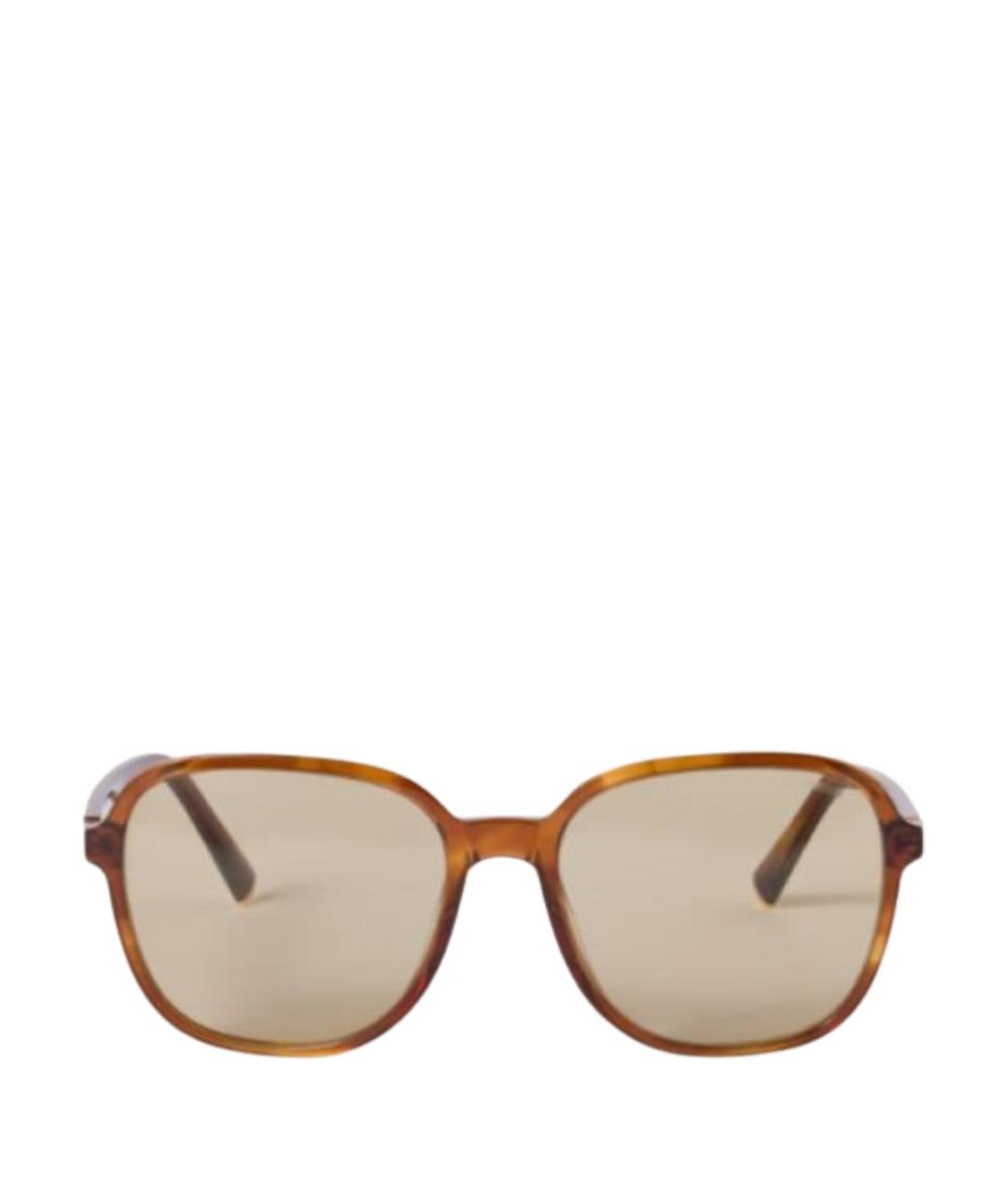 MIU MIU Коричневые пластиковые солнцезащитные очки, фото 1