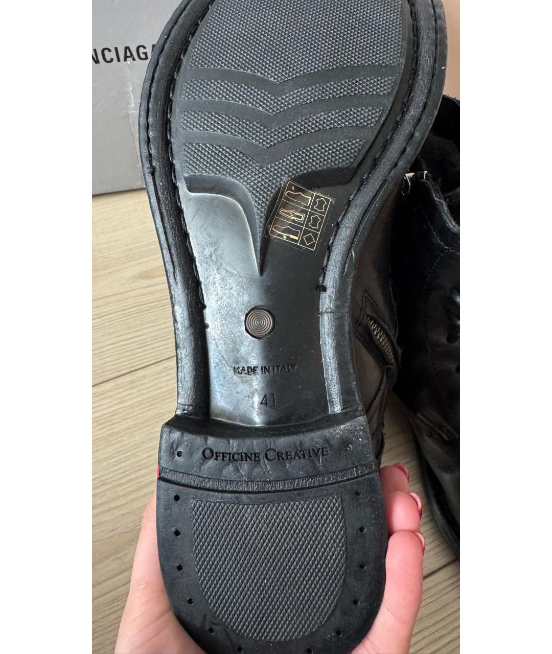 OFFICINE CREATIVE Черные кожаные высокие ботинки, фото 6