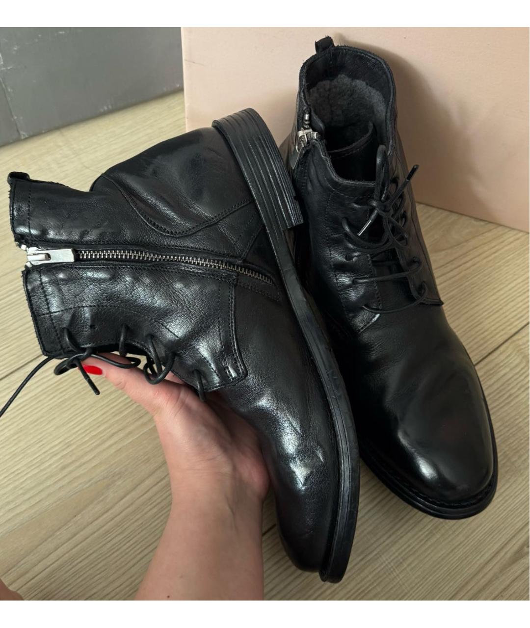 OFFICINE CREATIVE Черные кожаные высокие ботинки, фото 5