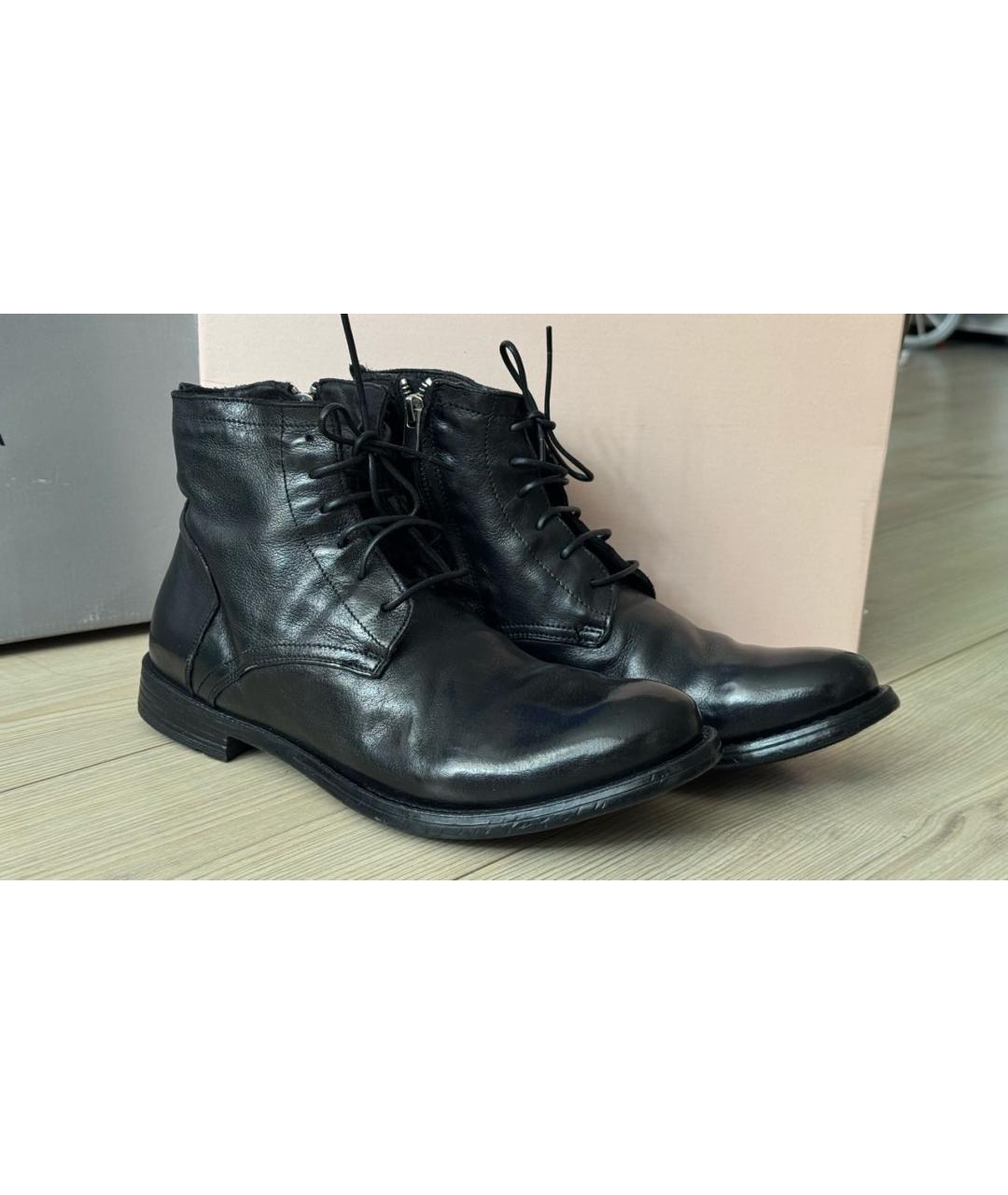 OFFICINE CREATIVE Черные кожаные высокие ботинки, фото 9
