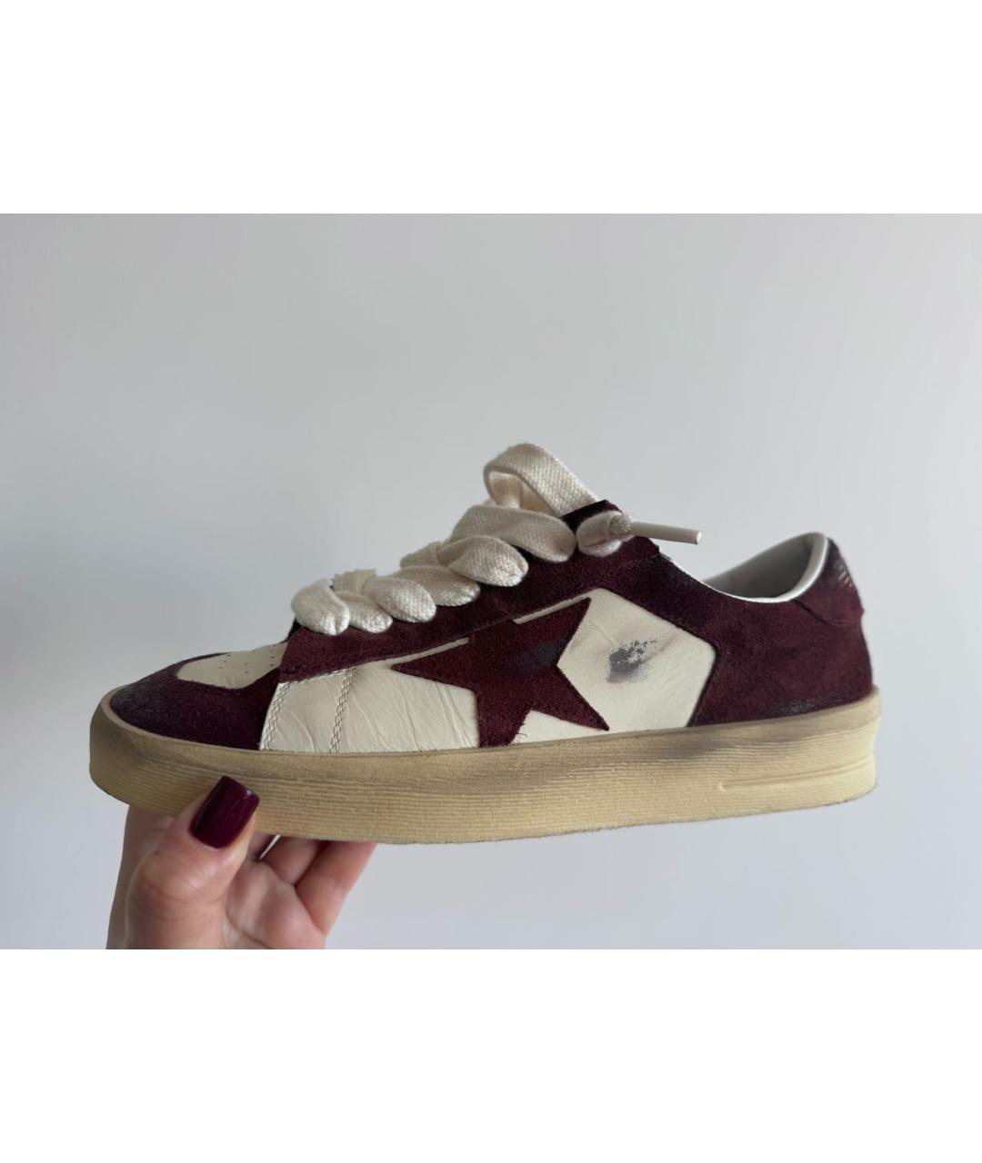 GOLDEN GOOSE DELUXE BRAND Бордовые кожаные кроссовки, фото 3