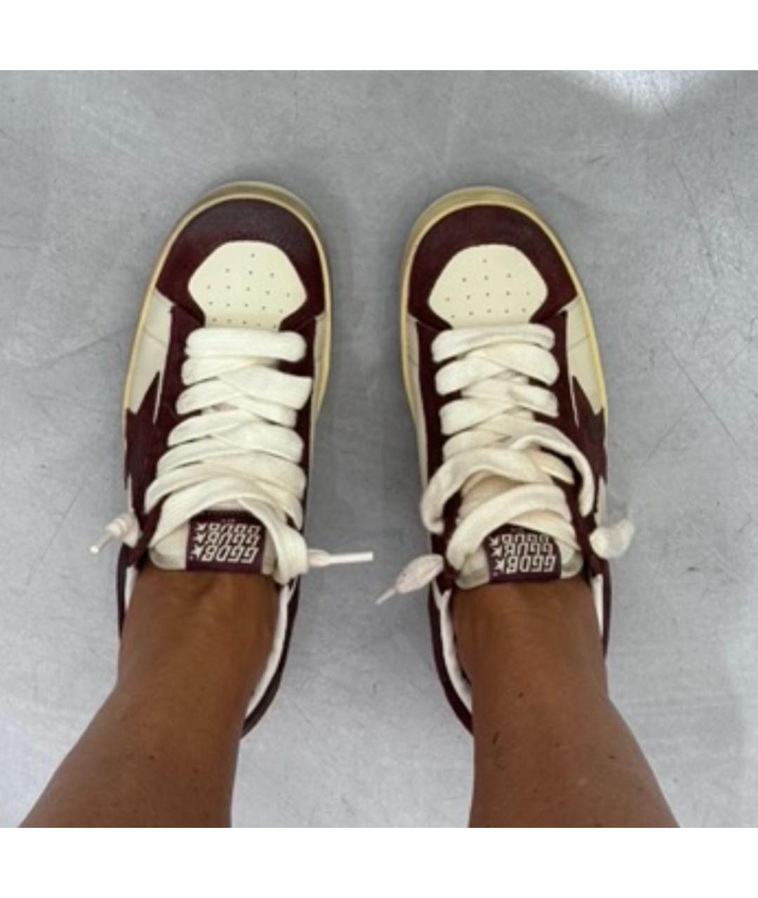 GOLDEN GOOSE DELUXE BRAND Бордовые кожаные кроссовки, фото 2