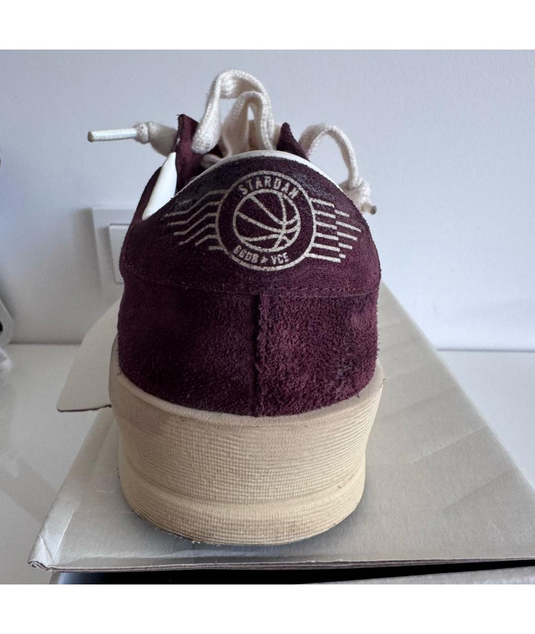 GOLDEN GOOSE DELUXE BRAND Бордовые кожаные кроссовки, фото 4