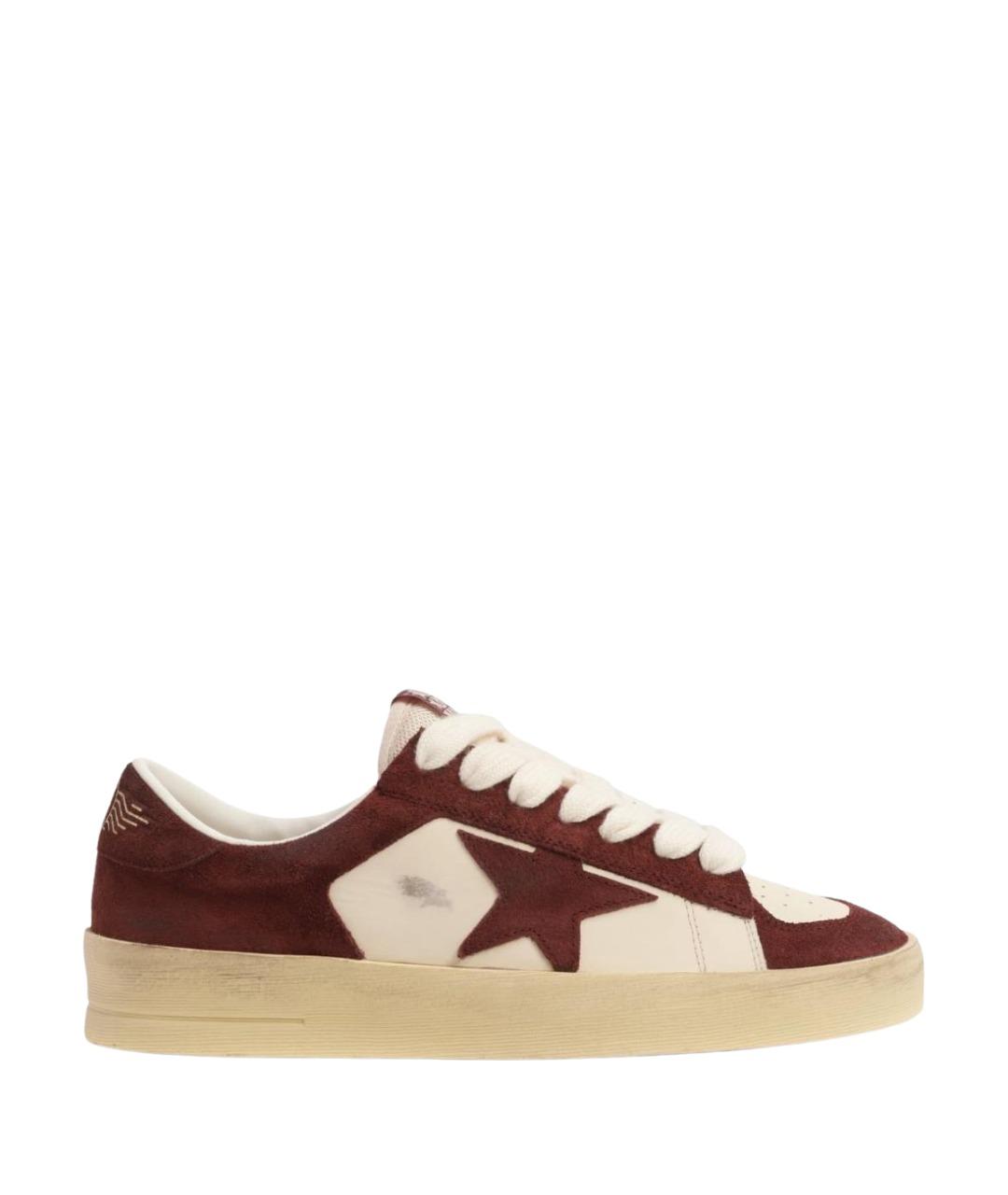 GOLDEN GOOSE DELUXE BRAND Бордовые кожаные кроссовки, фото 1