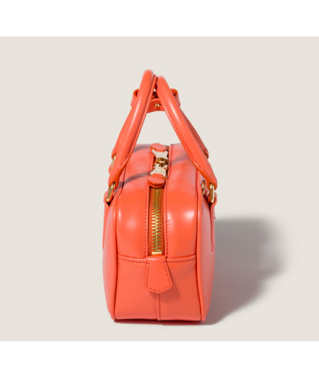 MIU MIU Оранжевая кожаная сумка с короткими ручками, фото 4
