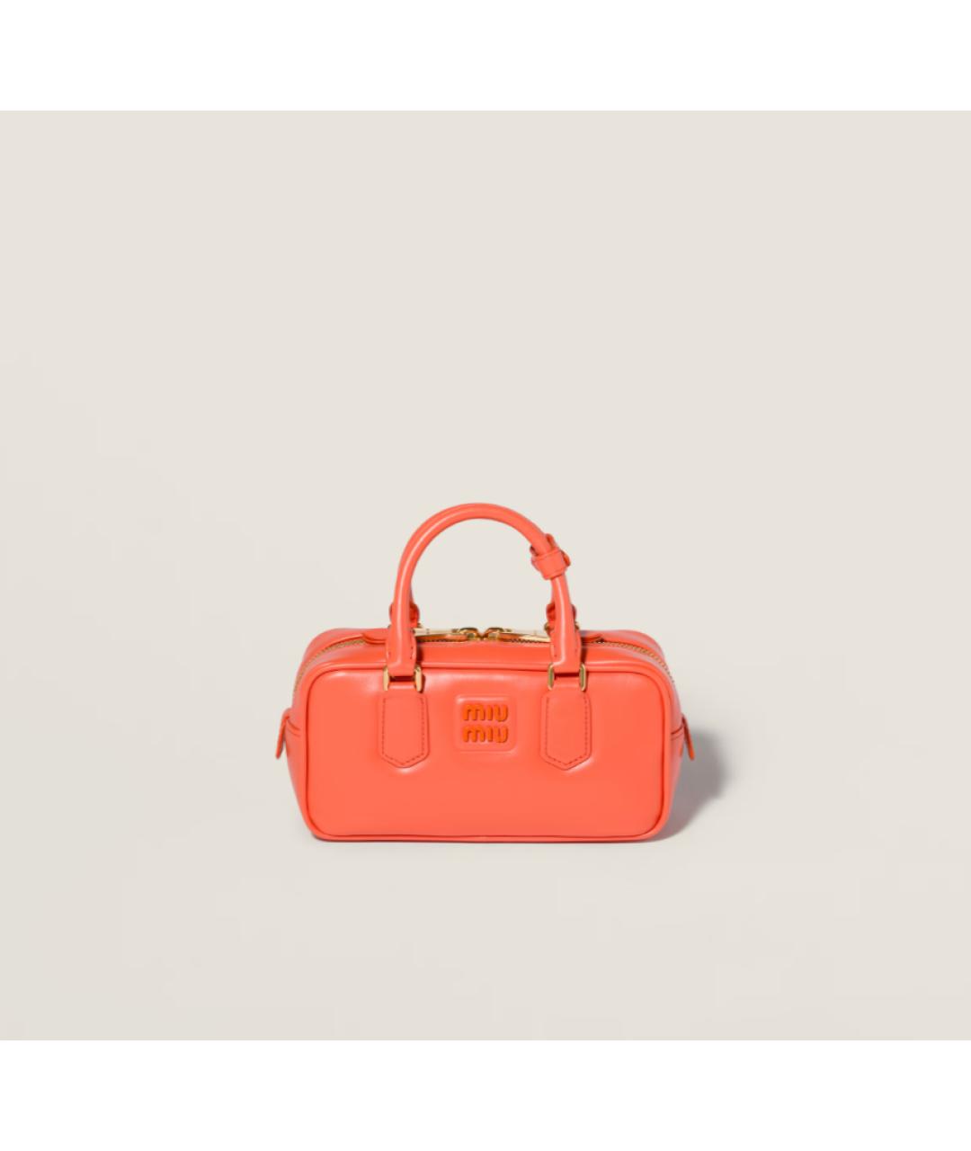MIU MIU Оранжевая кожаная сумка с короткими ручками, фото 6