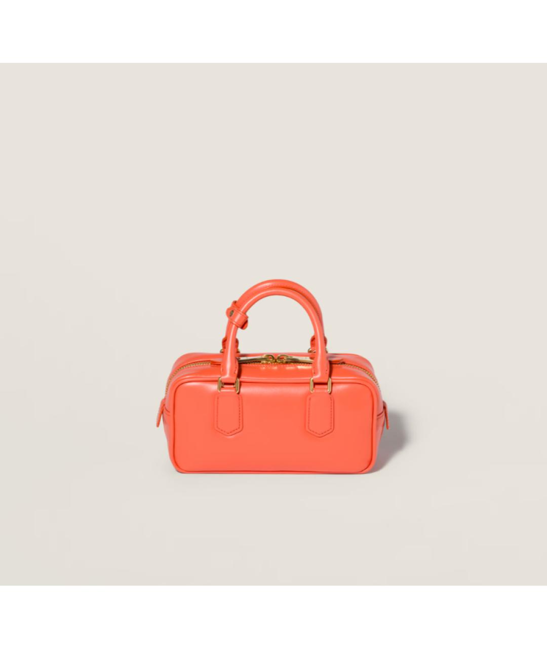 MIU MIU Оранжевая кожаная сумка с короткими ручками, фото 3