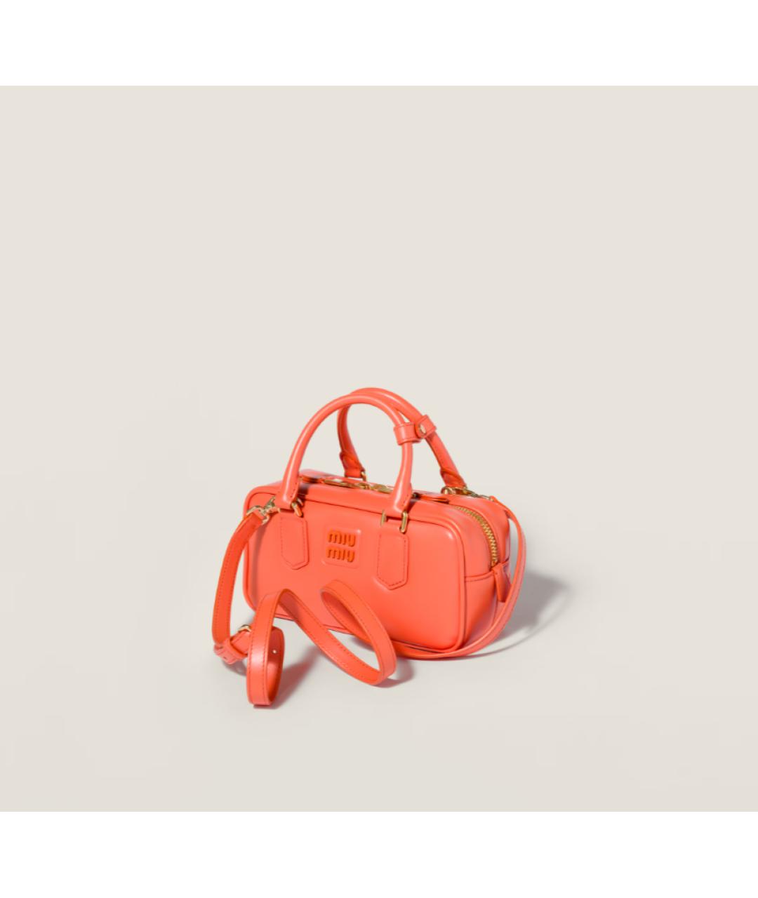 MIU MIU Оранжевая кожаная сумка с короткими ручками, фото 2