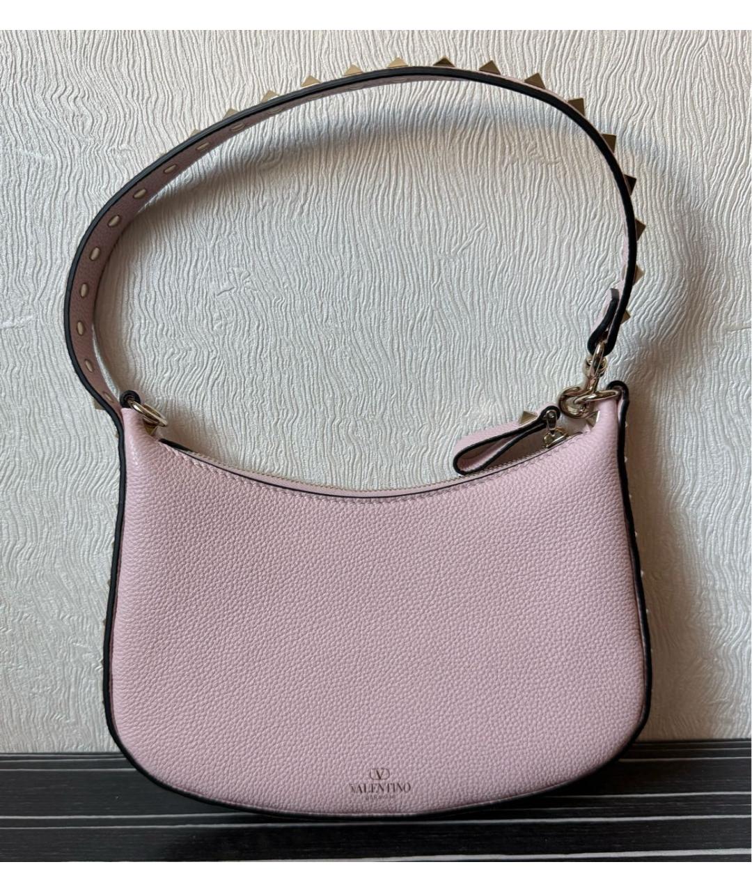 VALENTINO Розовая кожаная сумка с короткими ручками, фото 6
