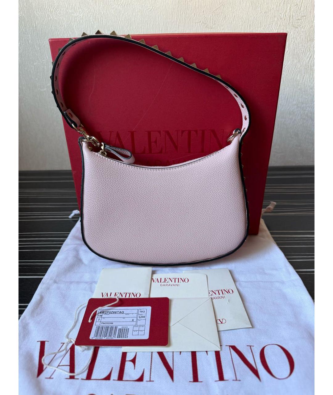 VALENTINO Розовая кожаная сумка с короткими ручками, фото 4
