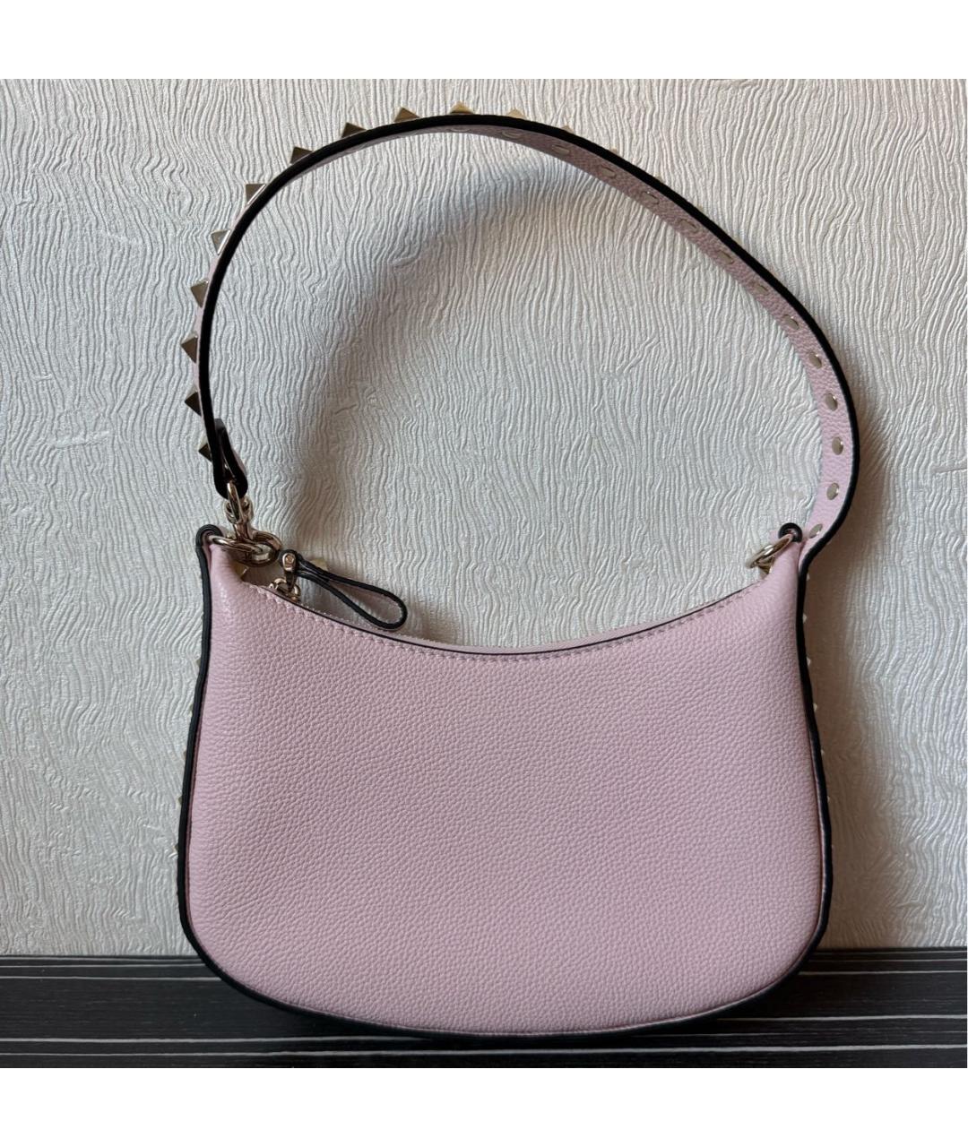 VALENTINO Розовая кожаная сумка с короткими ручками, фото 3