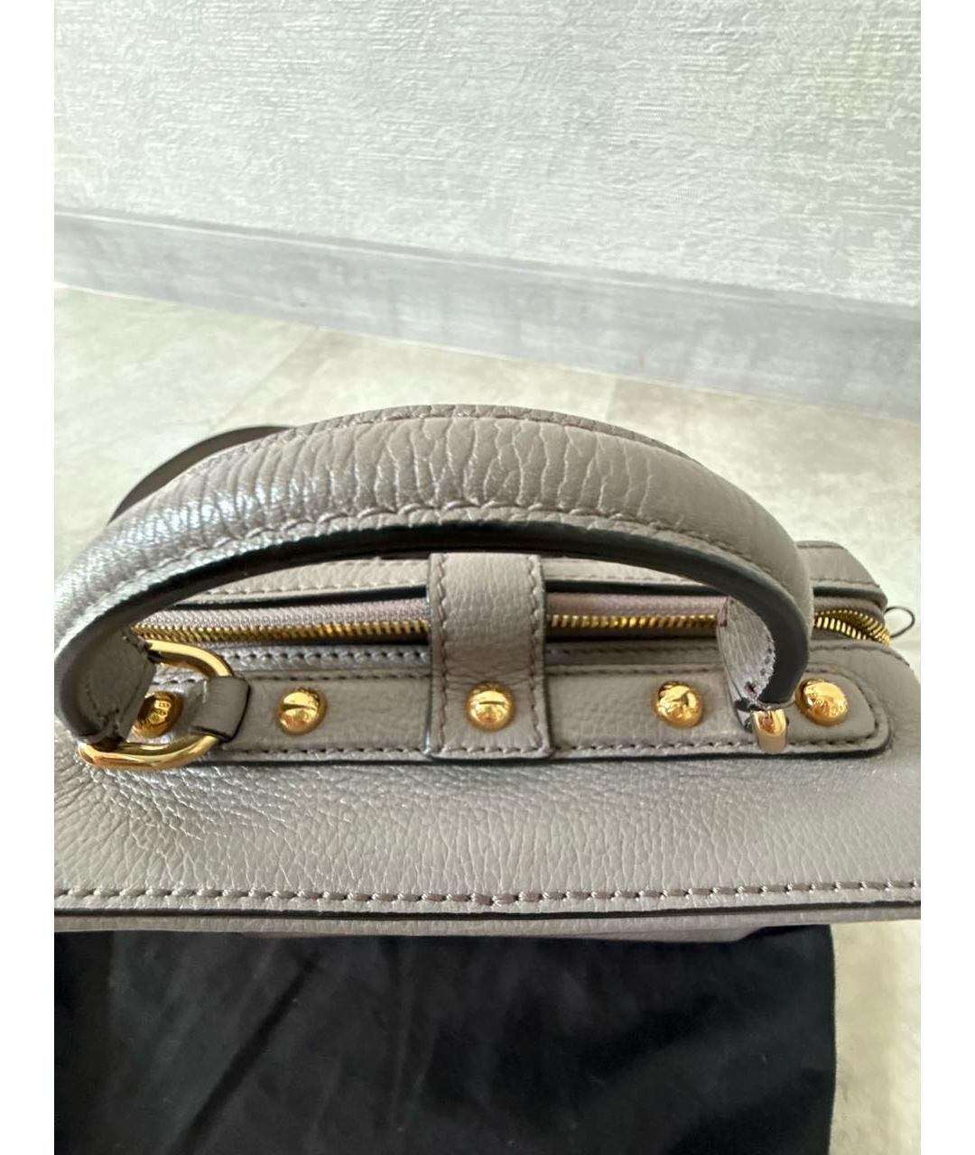 DOLCE&GABBANA Серая кожаная сумка с короткими ручками, фото 7