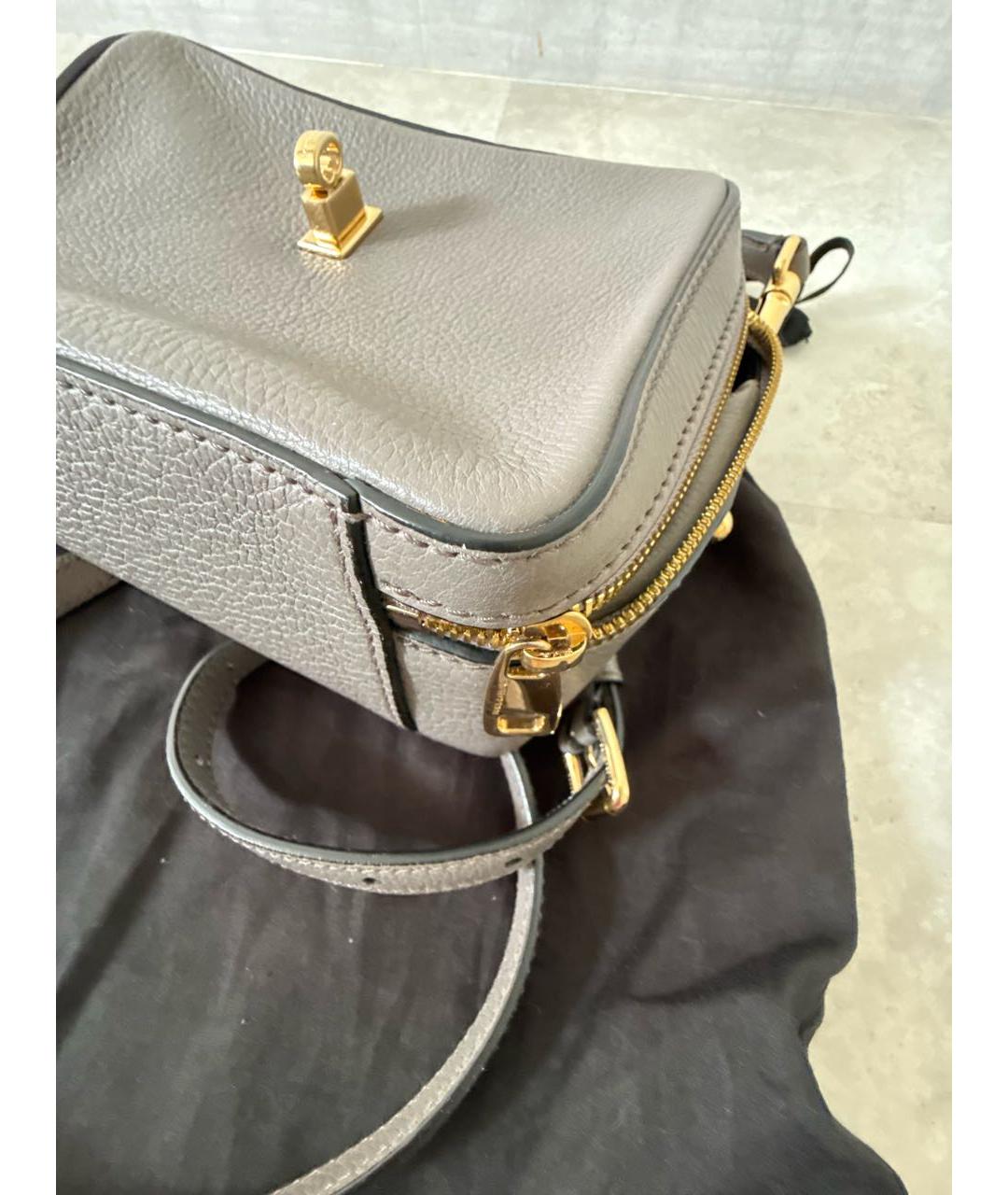 DOLCE&GABBANA Серая кожаная сумка с короткими ручками, фото 5