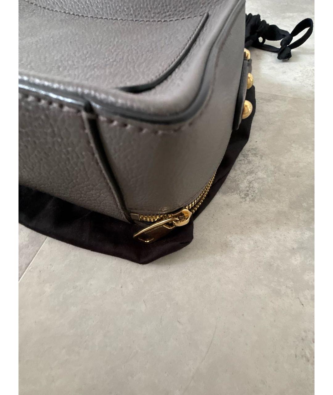 DOLCE&GABBANA Серая кожаная сумка с короткими ручками, фото 6
