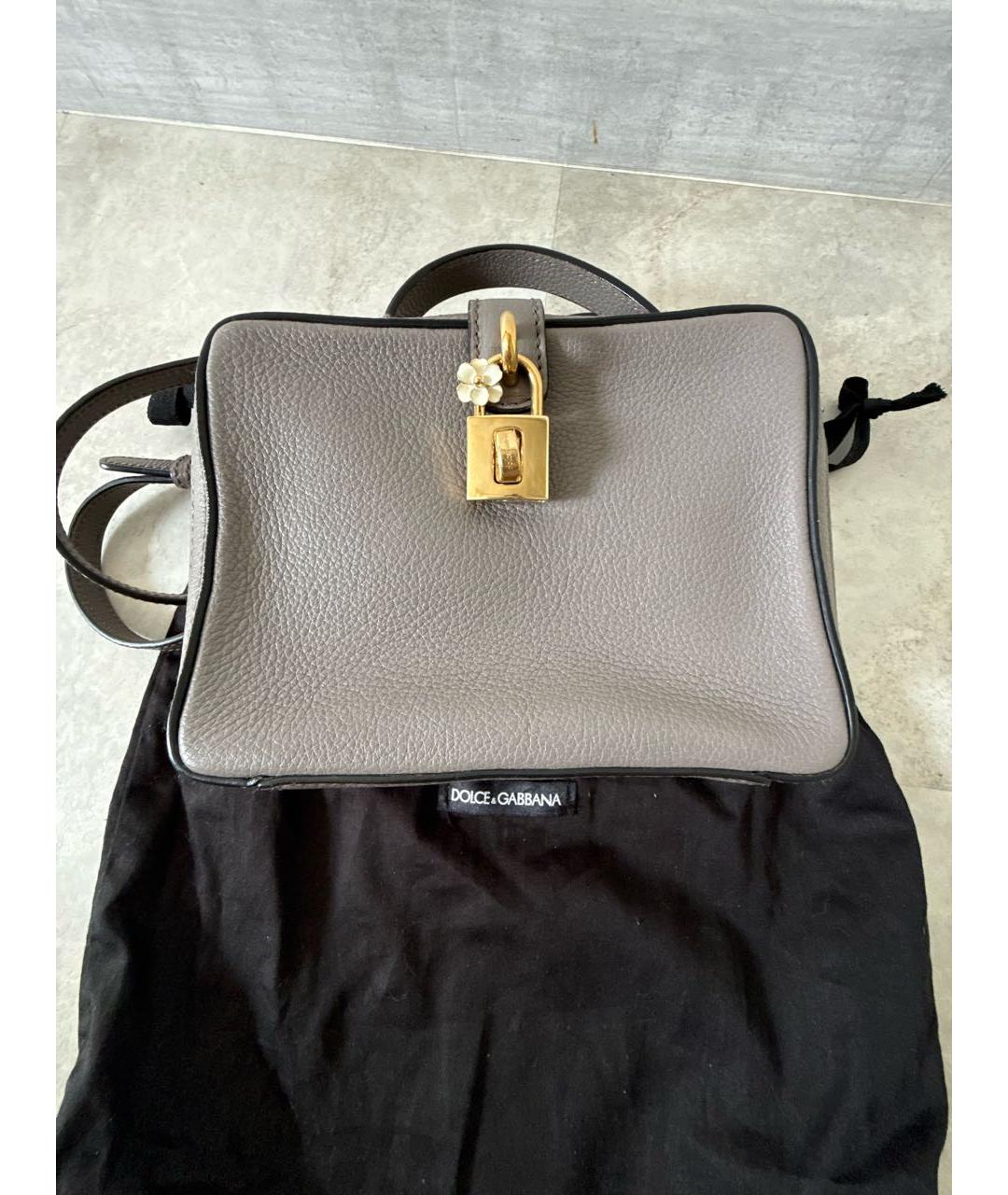 DOLCE&GABBANA Серая кожаная сумка с короткими ручками, фото 9