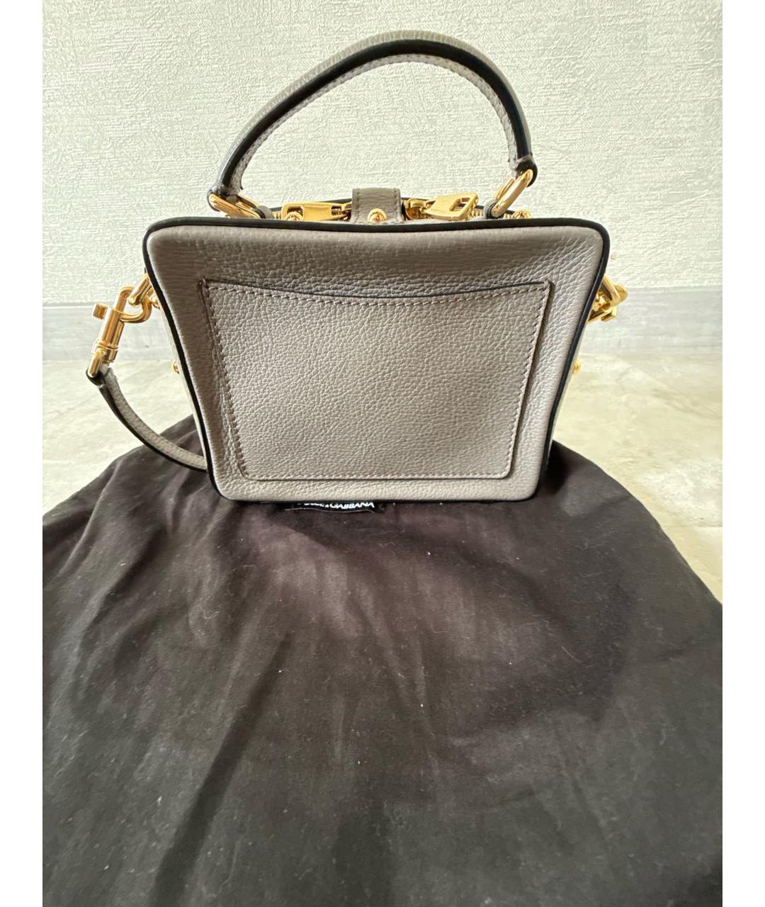 DOLCE&GABBANA Серая кожаная сумка с короткими ручками, фото 3