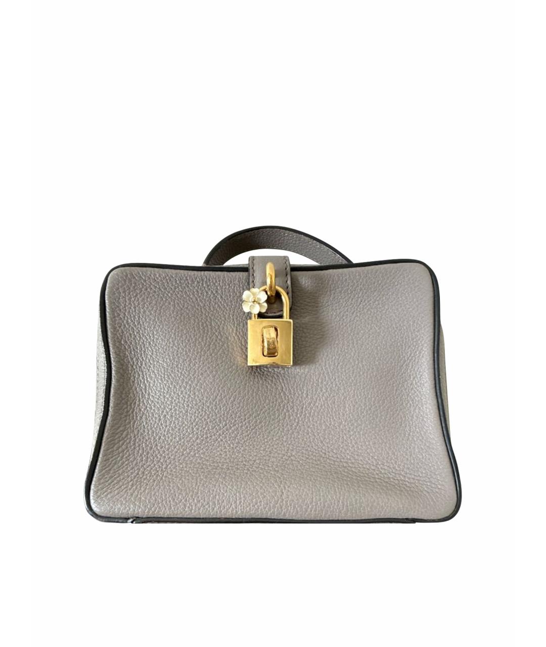 DOLCE&GABBANA Серая кожаная сумка с короткими ручками, фото 1