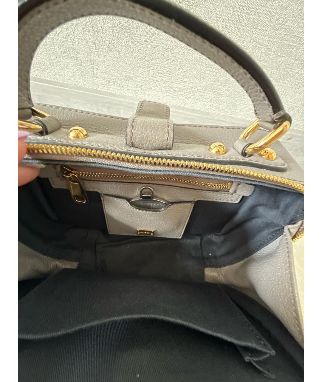 DOLCE&GABBANA Серая кожаная сумка с короткими ручками, фото 4