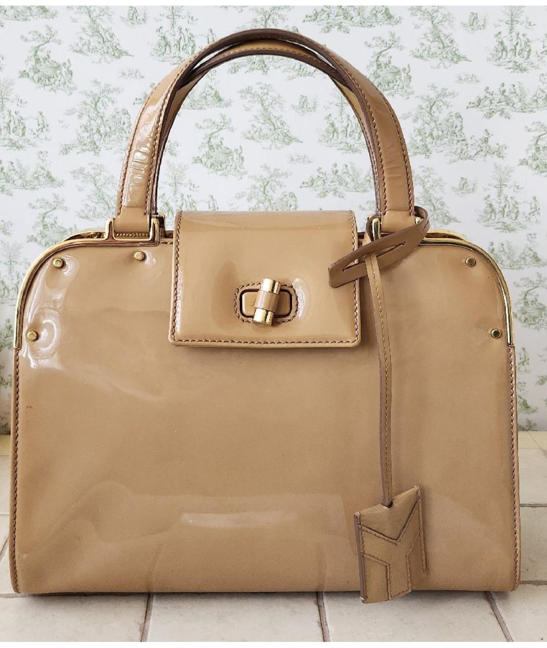 SAINT LAURENT Сумка с короткими ручками из лакированной кожи, фото 6