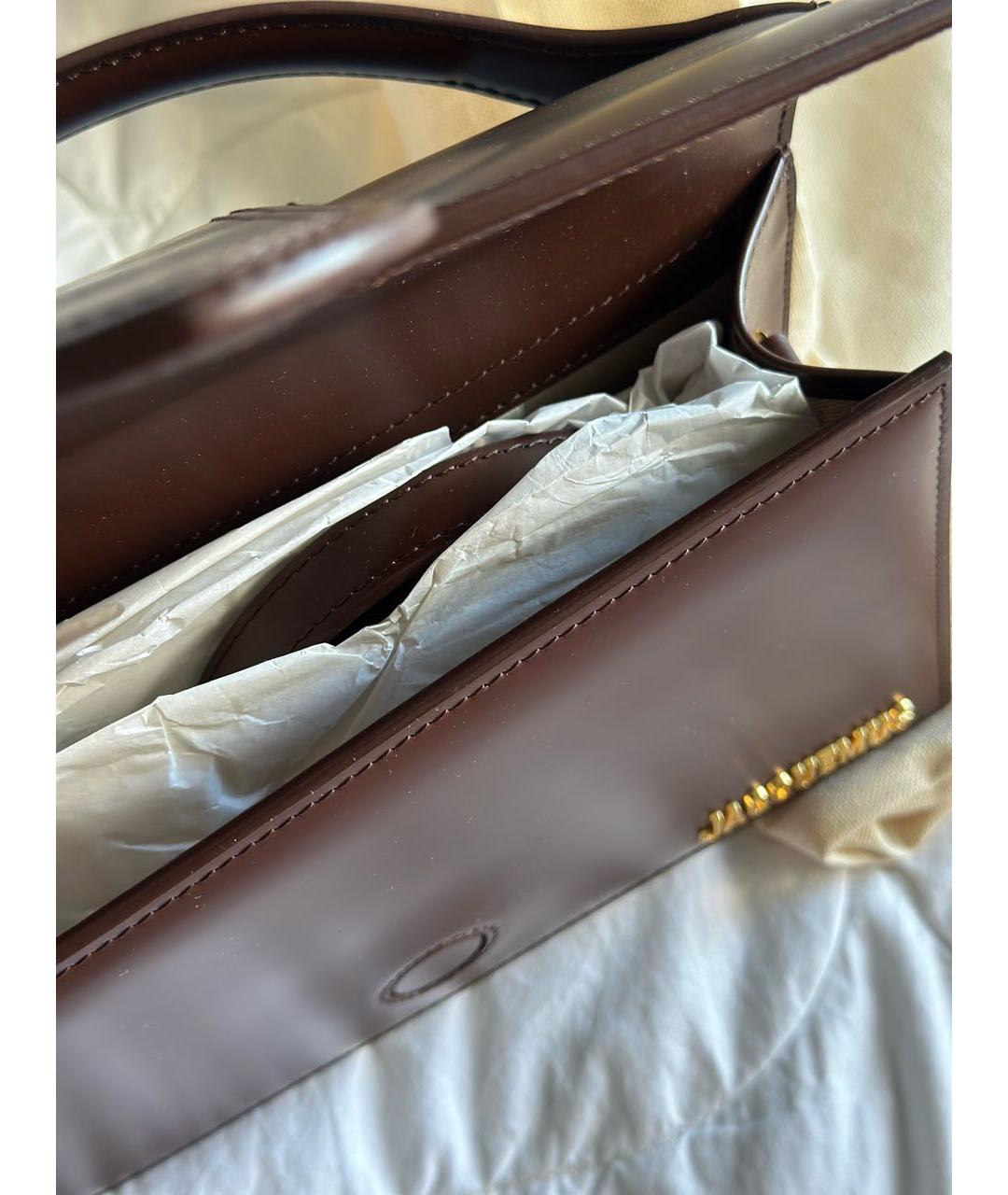 JACQUEMUS Коричневая кожаная сумка с короткими ручками, фото 6