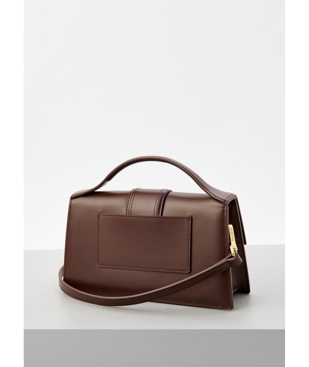 JACQUEMUS Коричневая кожаная сумка с короткими ручками, фото 2