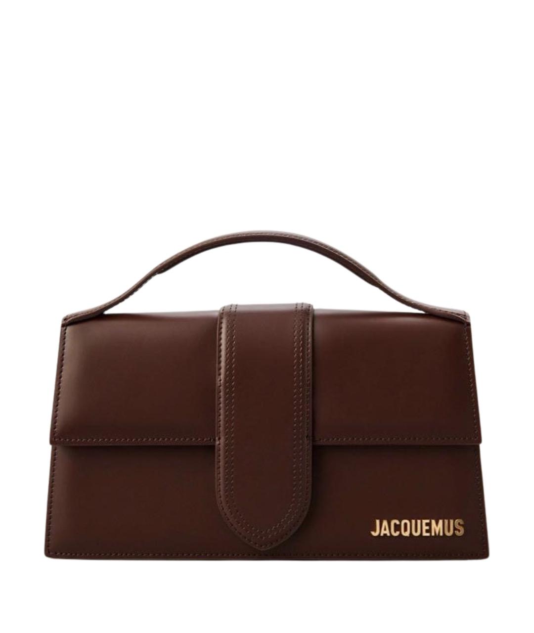 JACQUEMUS Коричневая кожаная сумка с короткими ручками, фото 1