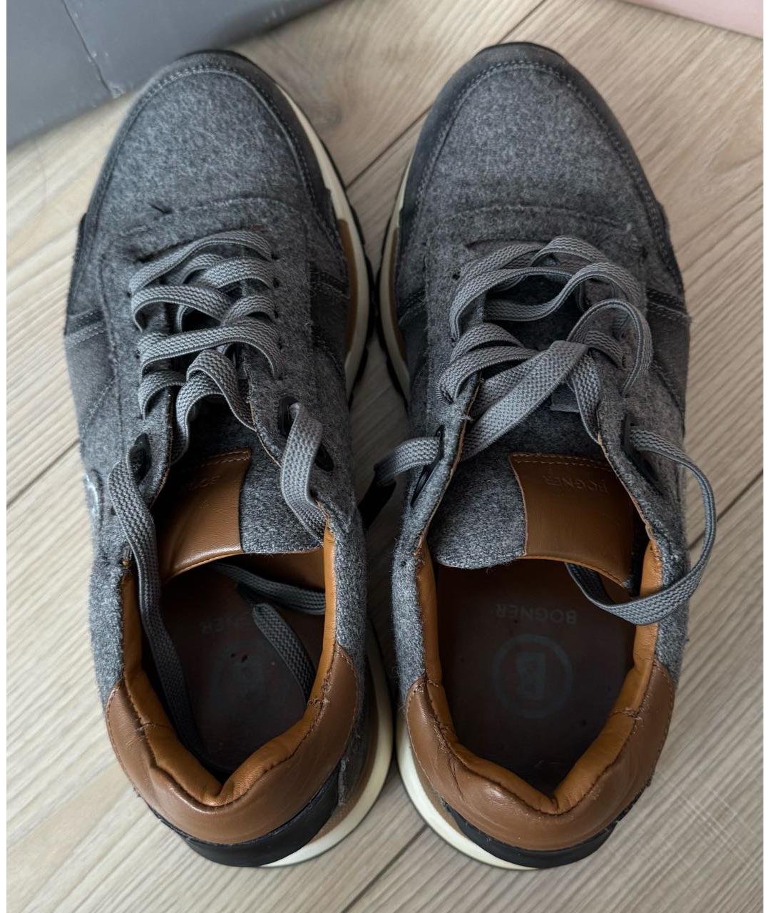 BOGNER Серые кожаные низкие кроссовки / кеды, фото 3