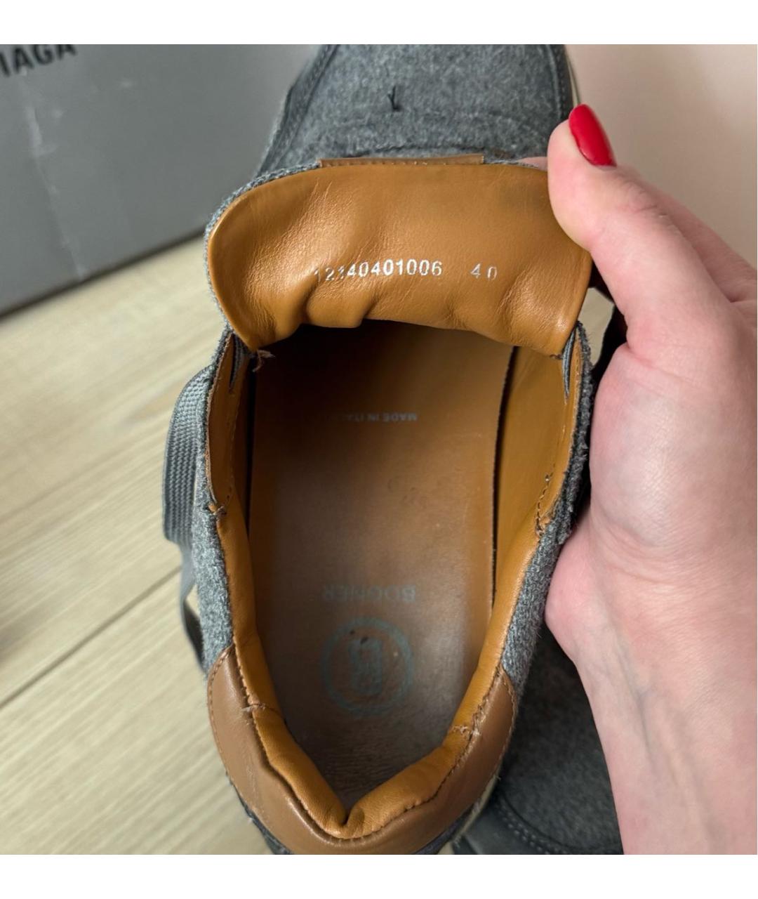 BOGNER Серые кожаные низкие кроссовки / кеды, фото 6