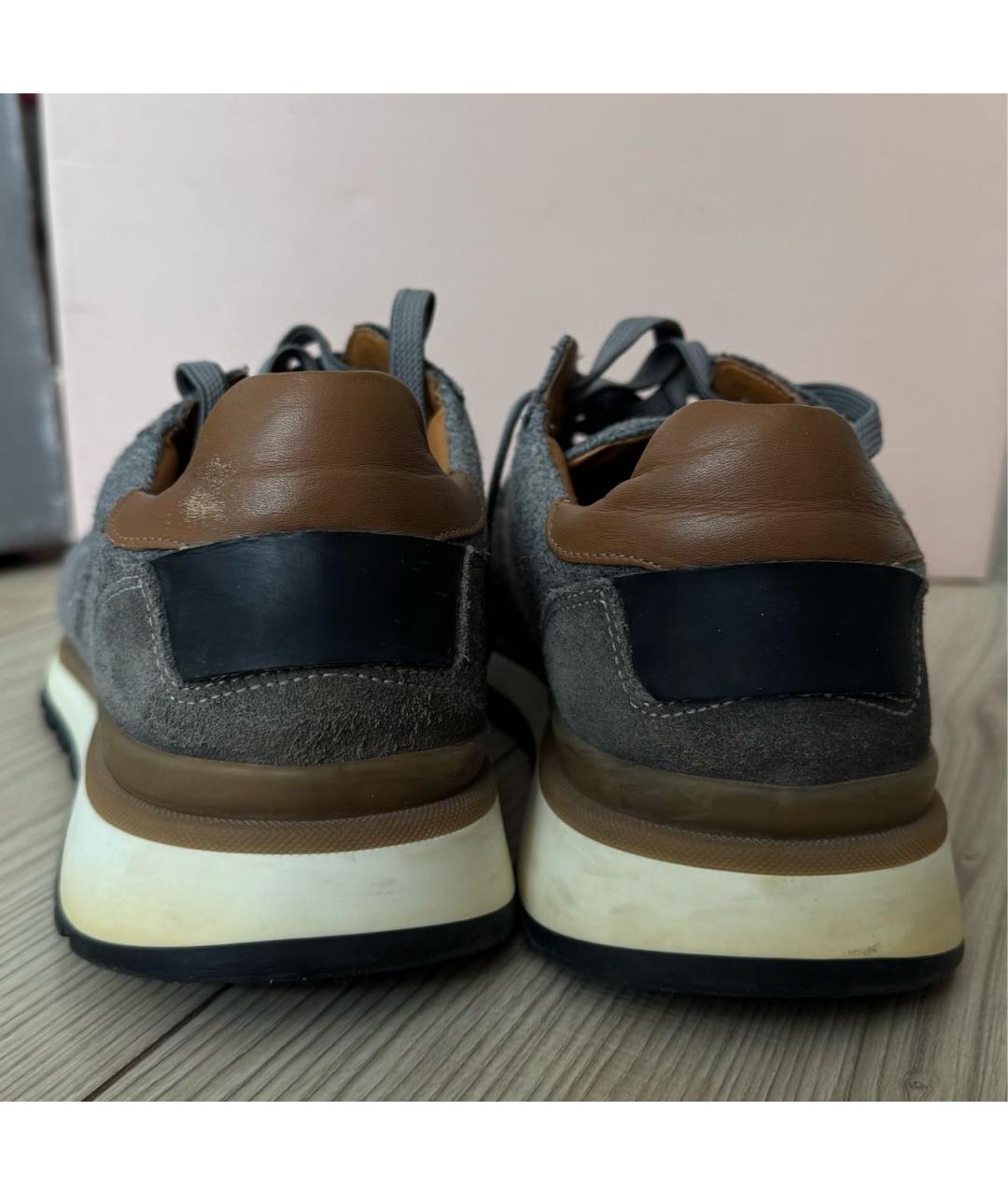 BOGNER Серые кожаные низкие кроссовки / кеды, фото 4