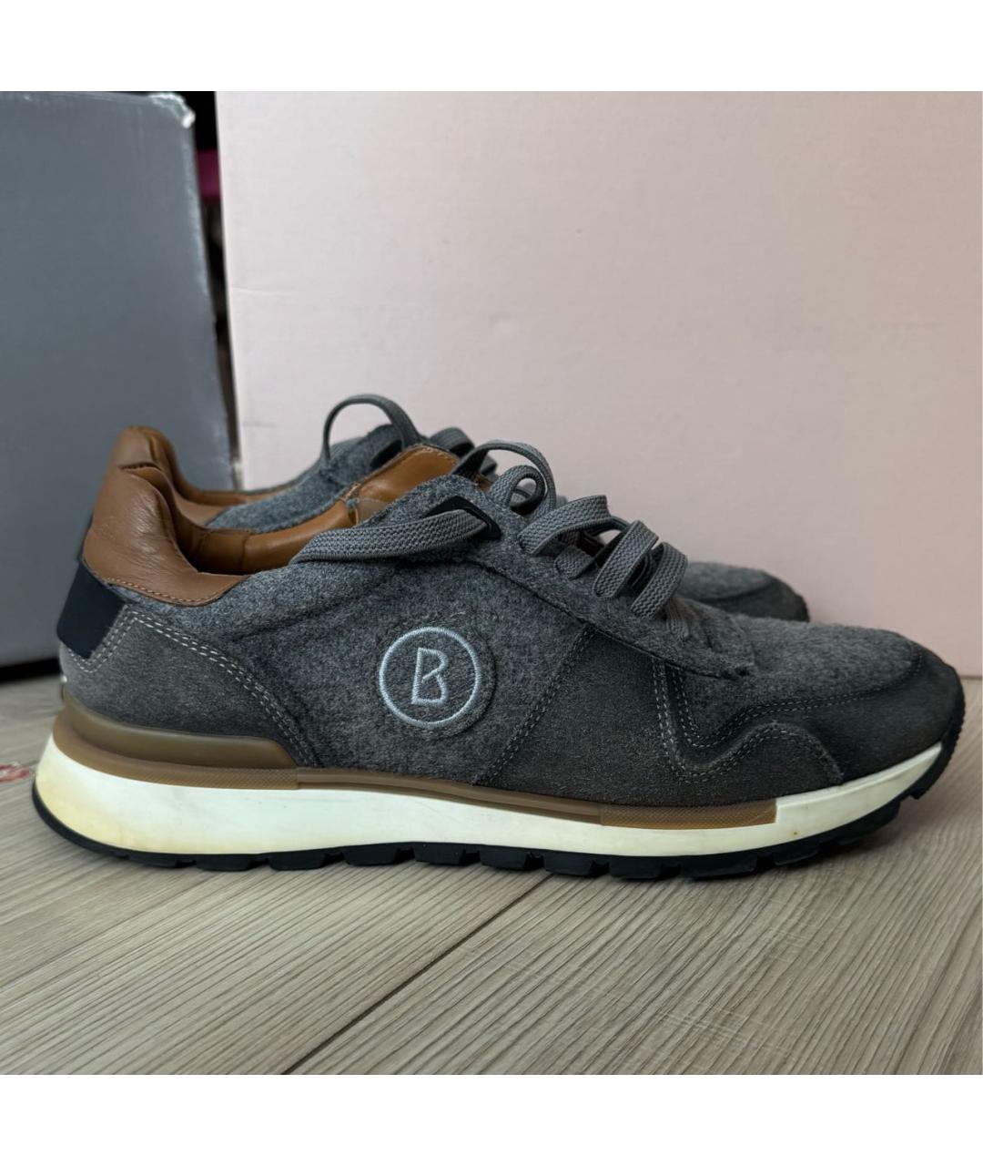 BOGNER Серые кожаные низкие кроссовки / кеды, фото 8