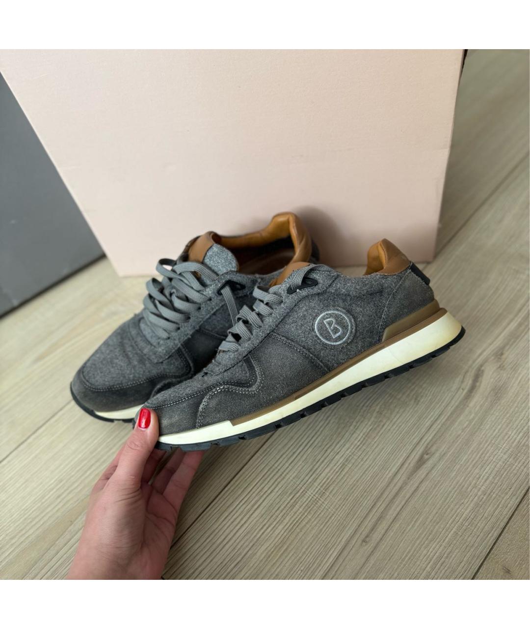 BOGNER Серые кожаные низкие кроссовки / кеды, фото 7