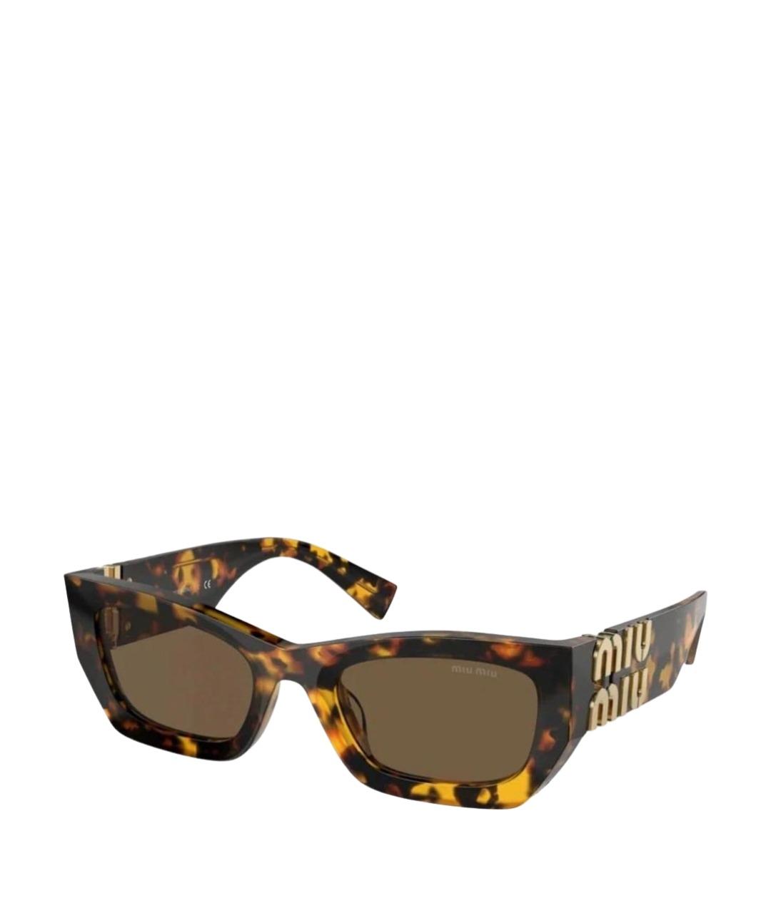 MIU MIU Коричневые пластиковые солнцезащитные очки, фото 1