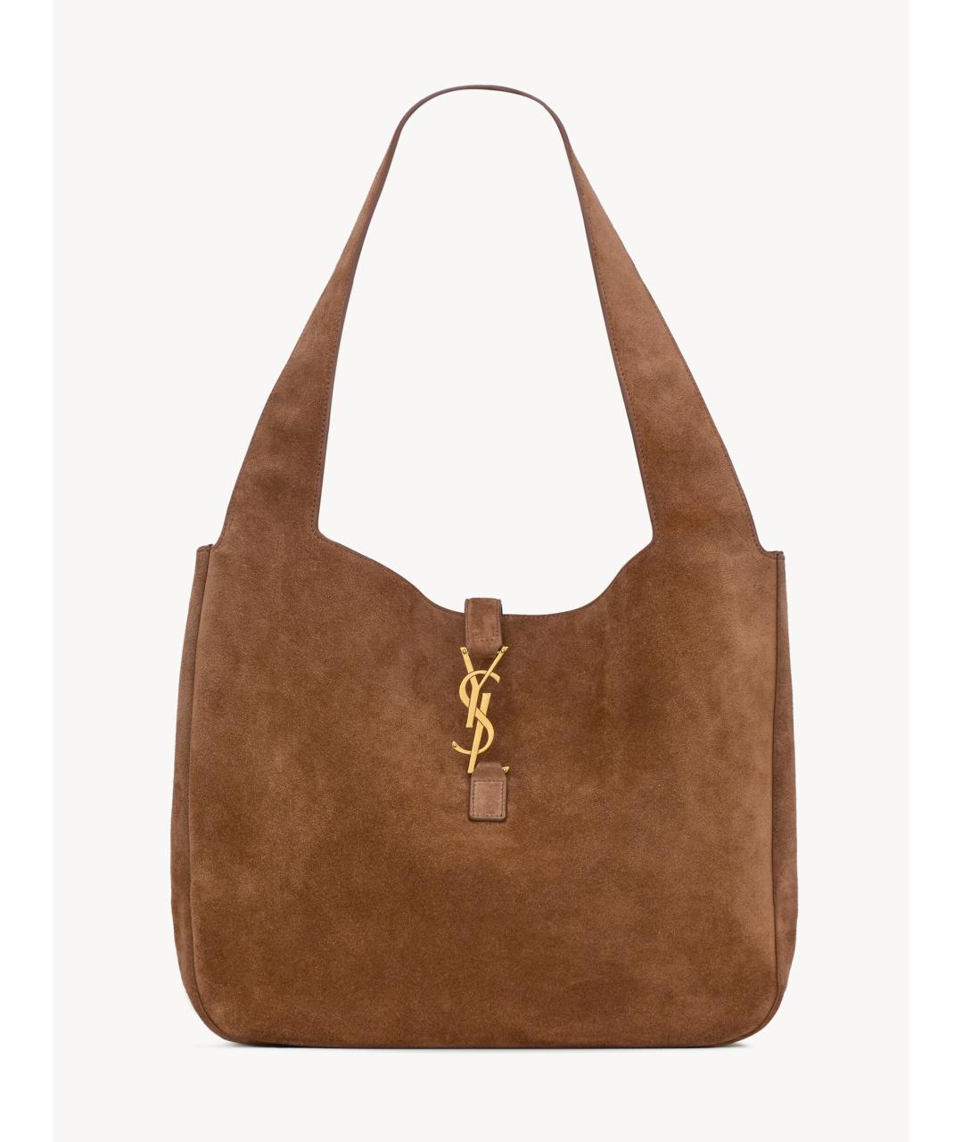 SAINT LAURENT Коричневая замшевая сумка тоут, фото 3