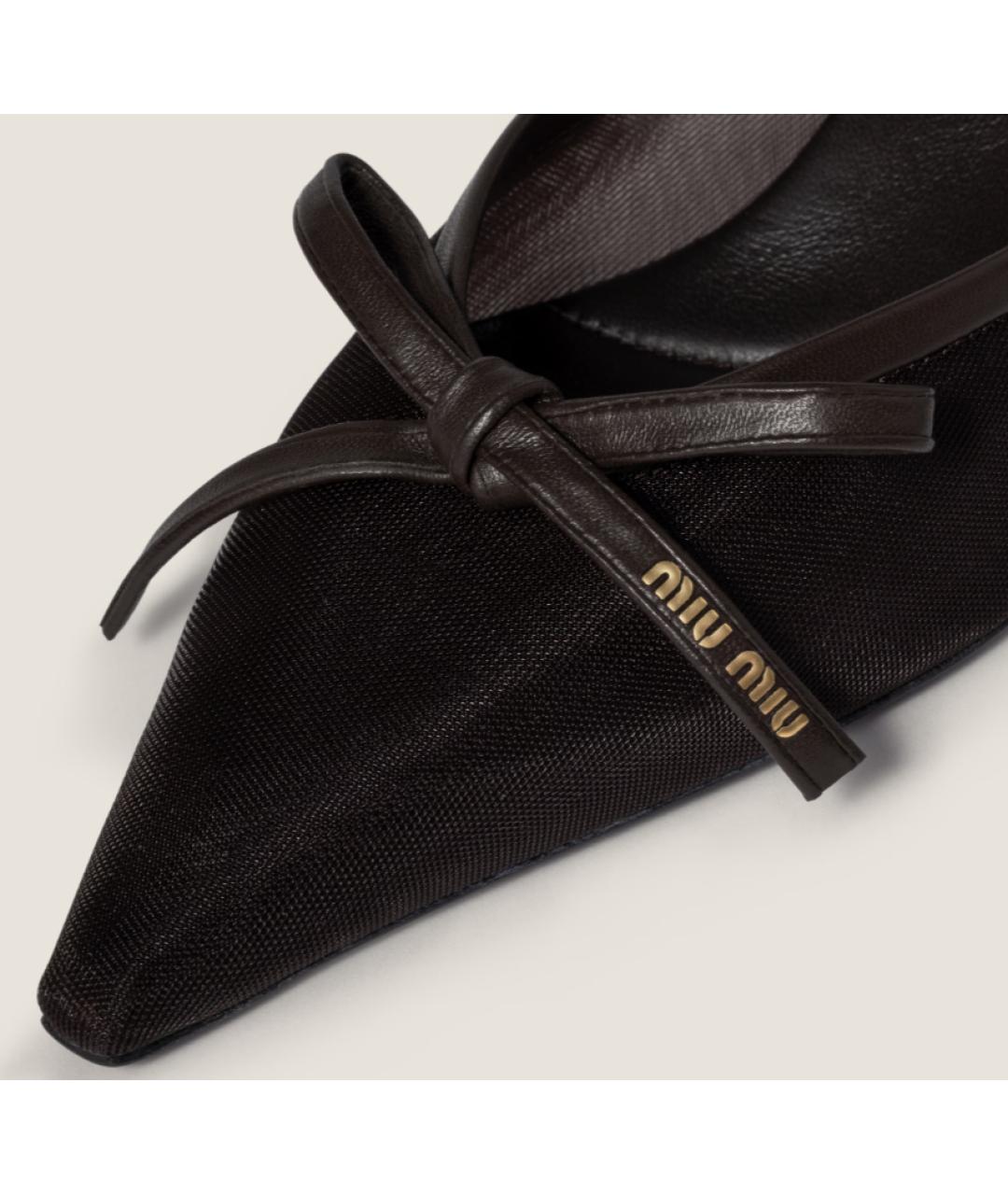 MIU MIU Черные текстильные мюли, фото 3