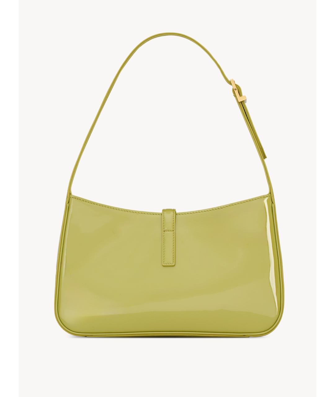 SAINT LAURENT Зеленая сумка через плечо из лакированной кожи, фото 2